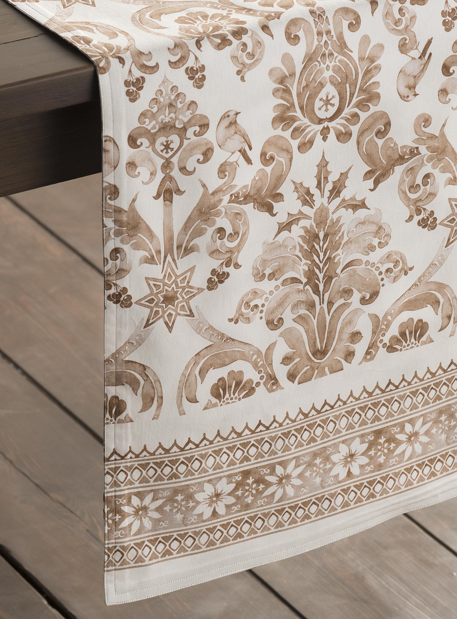 Maison D' Hermine Tablerunner 100% Cotton 14.50Inch X 72Inch Decorative Table Runner, Dining, Holidays, Buffet, Allure (Double L