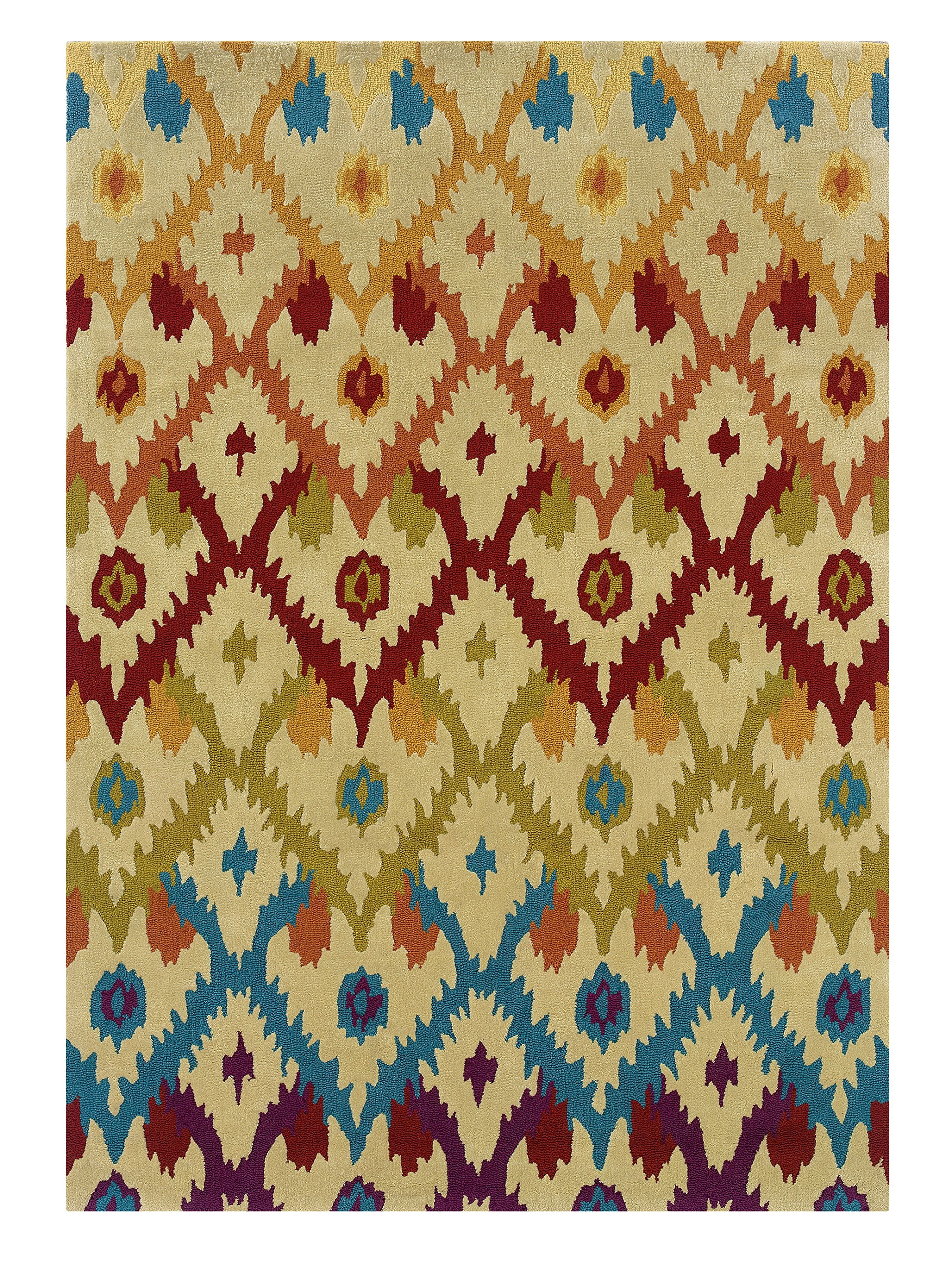 Trio Ikat Sand & Teal 5x7, Rug