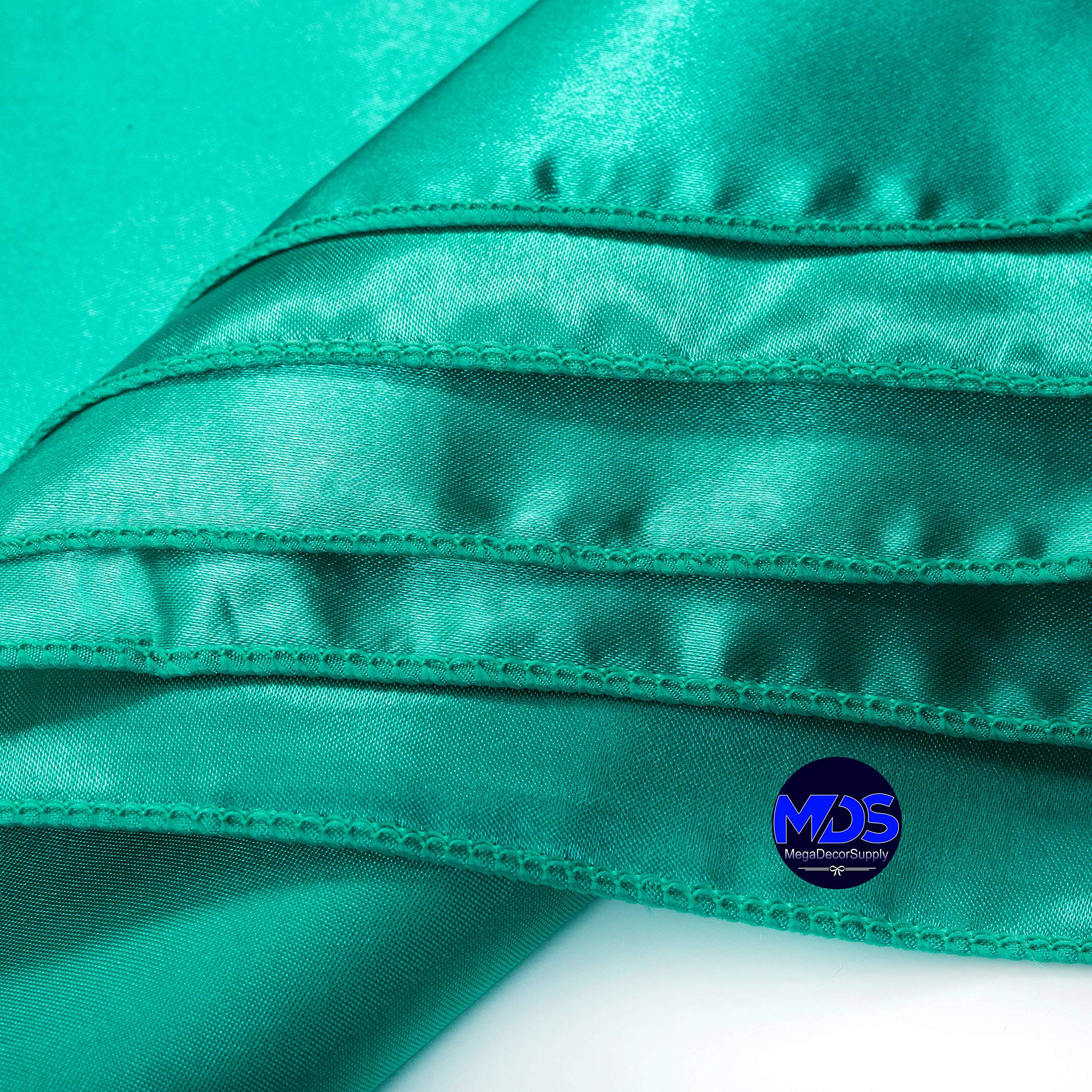 Mds Pack Of 100 Wedding Satin 12''X 12'' Square Dinner Napkin Or Handkerchief For Wedding Banquet Decoration - Sea Green