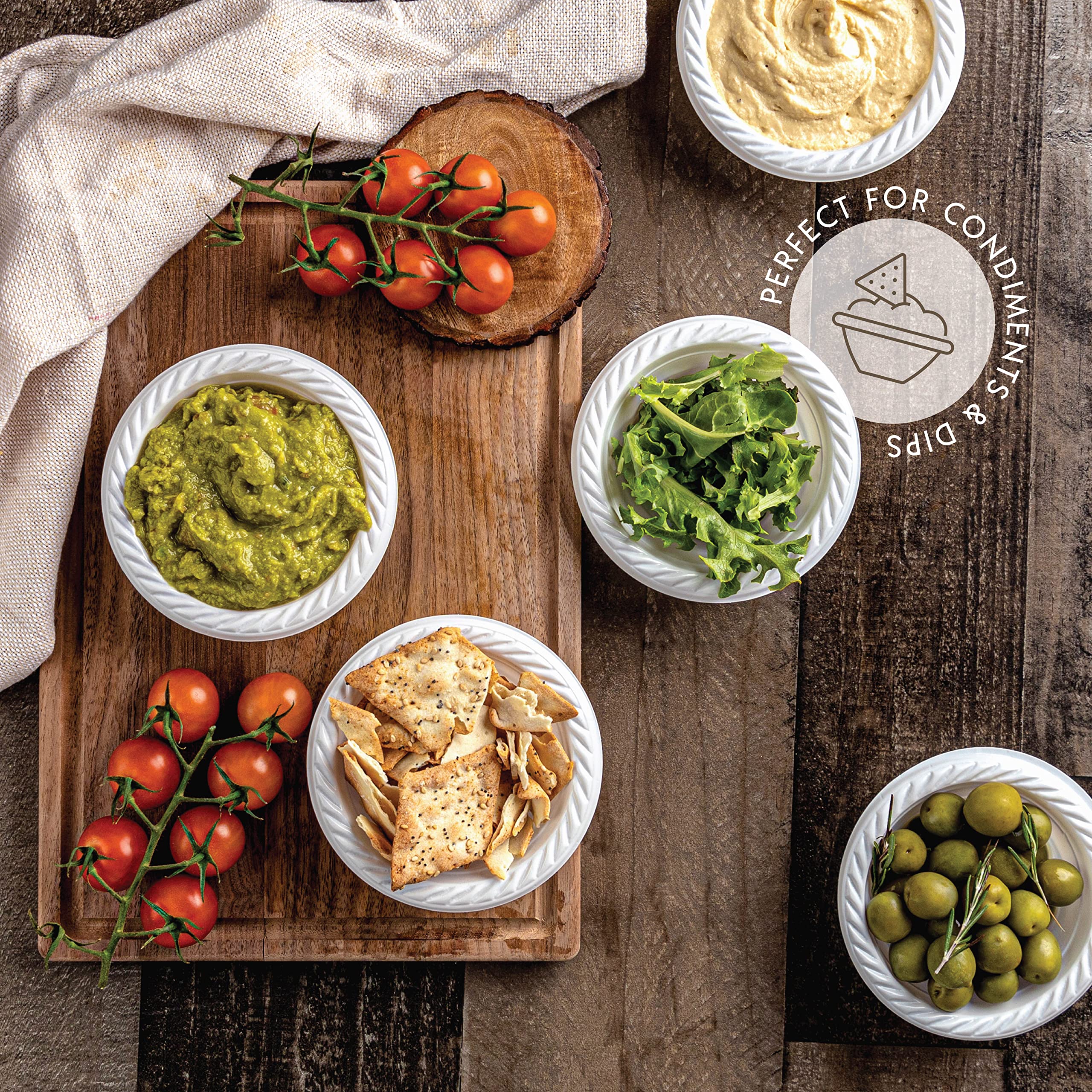 Plasticpro 5 Ounce Round Plastic Dessert Bowls Microwaveable, Disposable, White, Dinnerware 100 Count