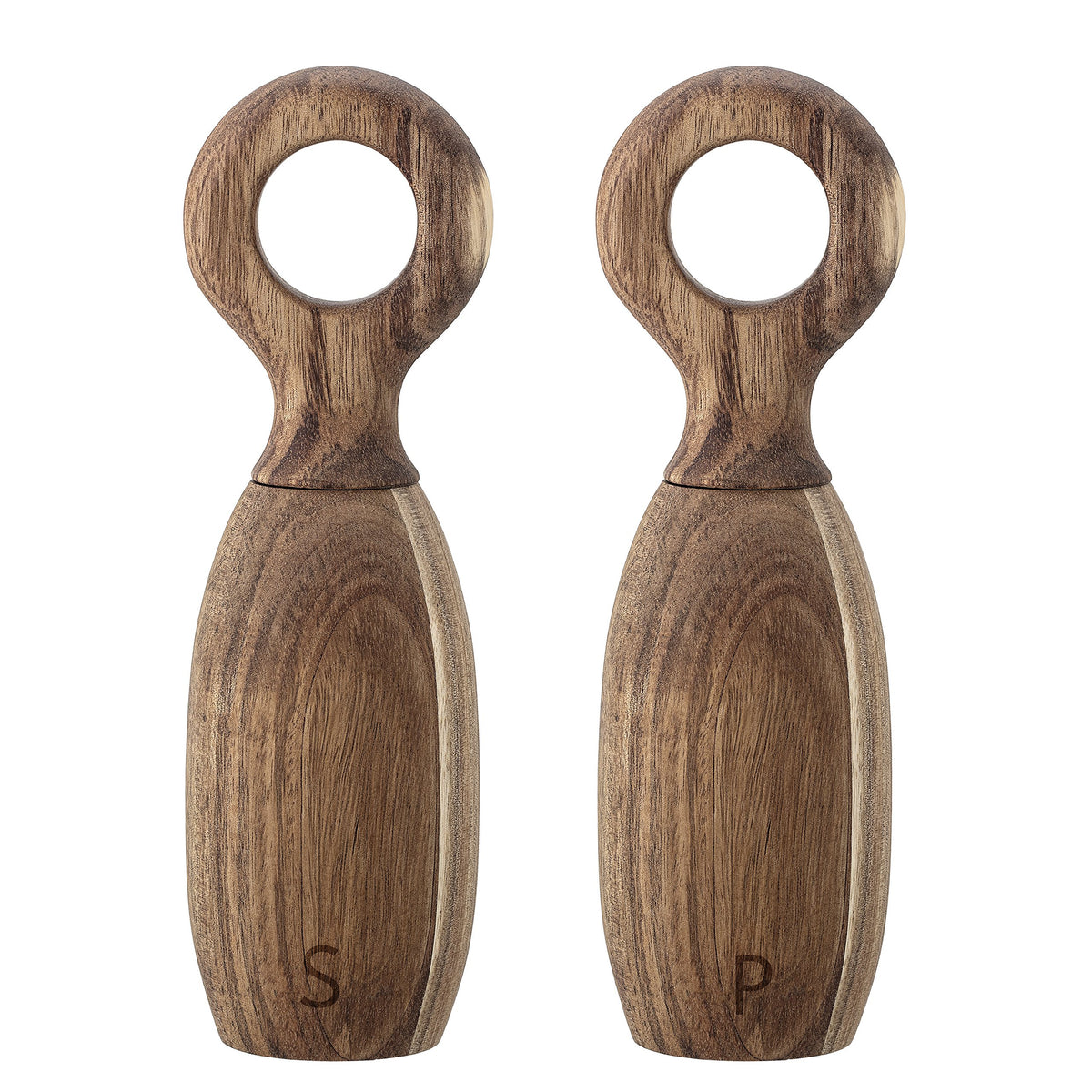 Bloomingville Brown Acacia Wood Salt & Pepper Mills,8 Inch (Set Of 2)