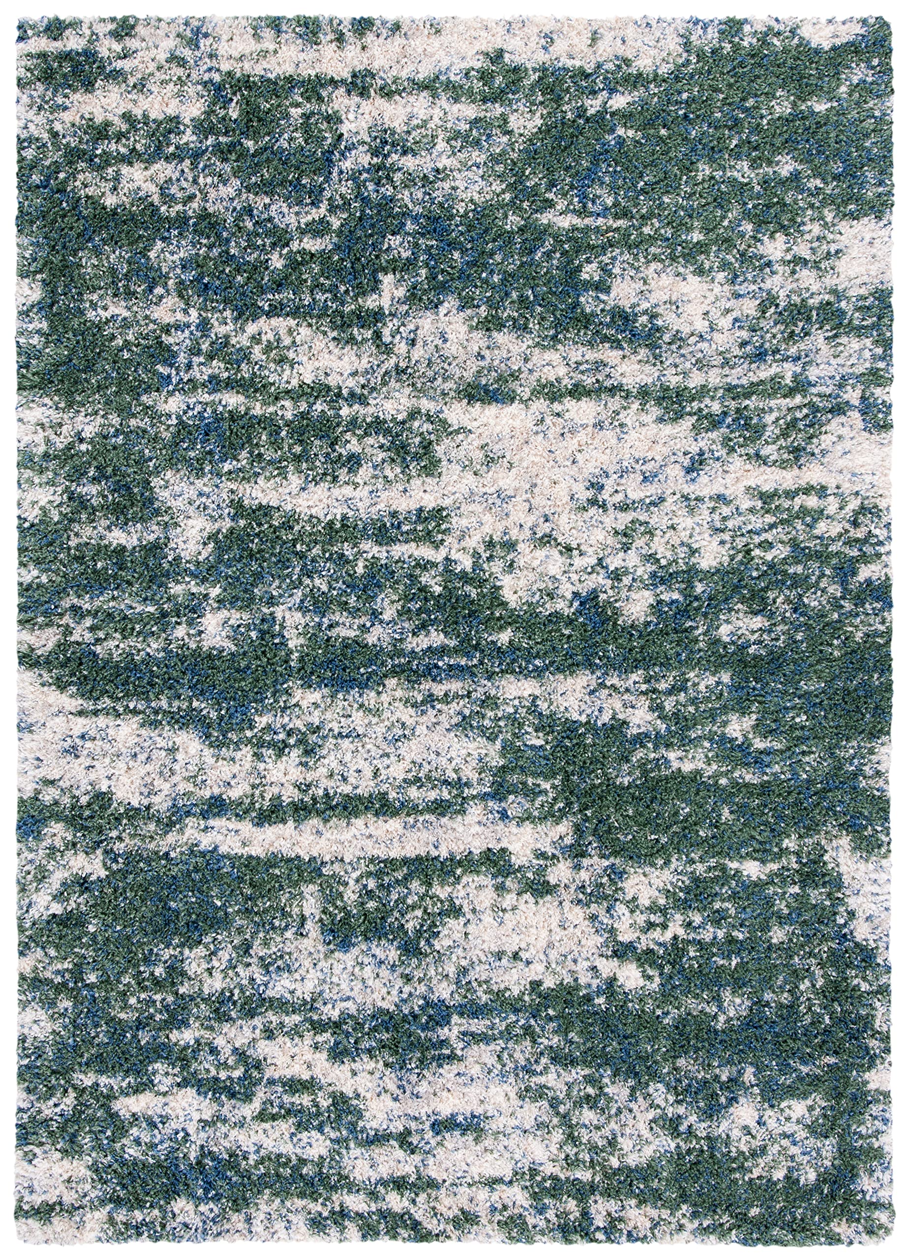 Safavieh Berber Shag Collection Accent Rug - 2 x 4, Green & Beige, Non-Shedding & Easy Care, 1.2-inch Thick Ideal for High Tra