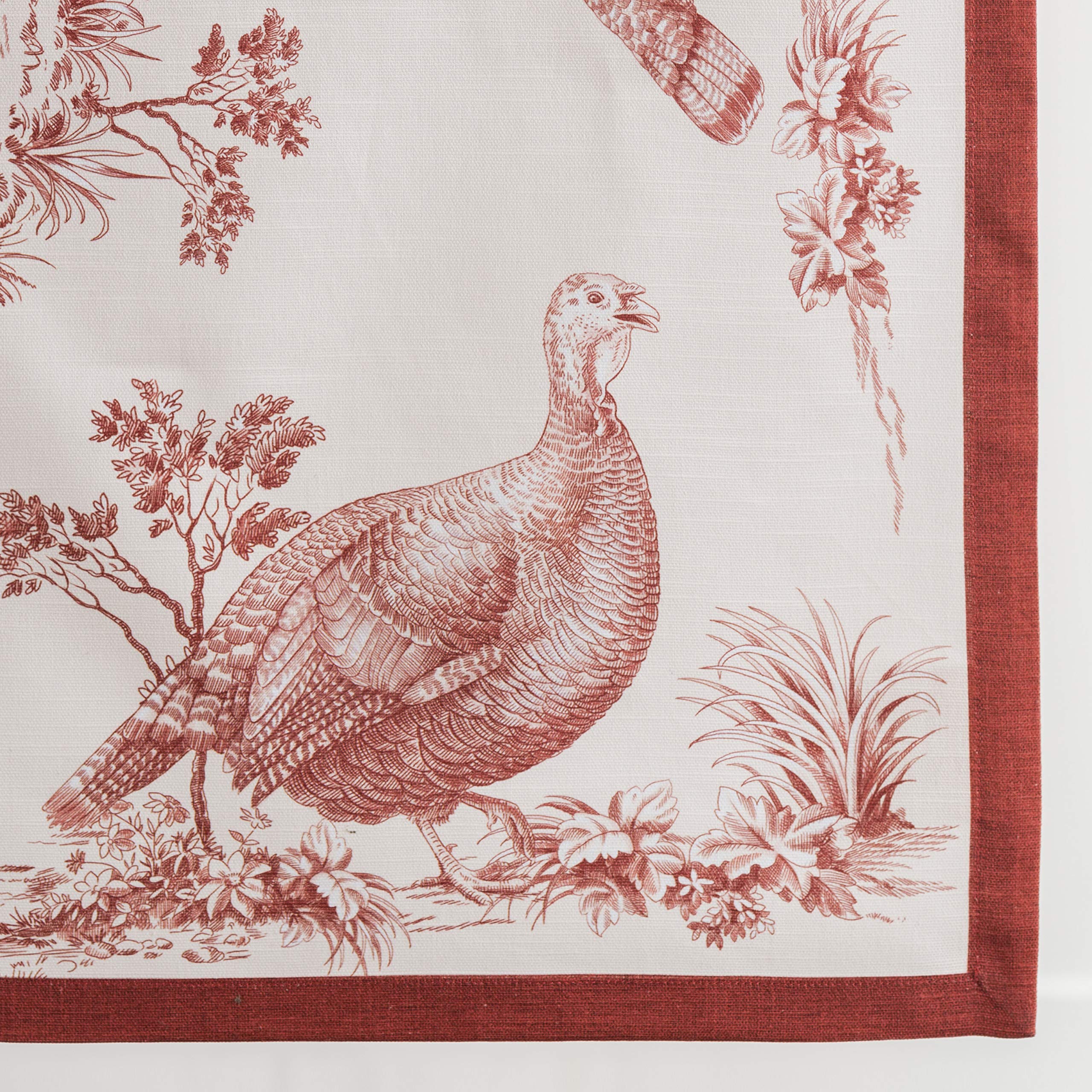 Maison D' Hermine Tablerunner 100% Cotton 14.50Inch X 60Inch Decorative Table Runner, Dining, Holiday, Buffet, Holy Jouy - Red (