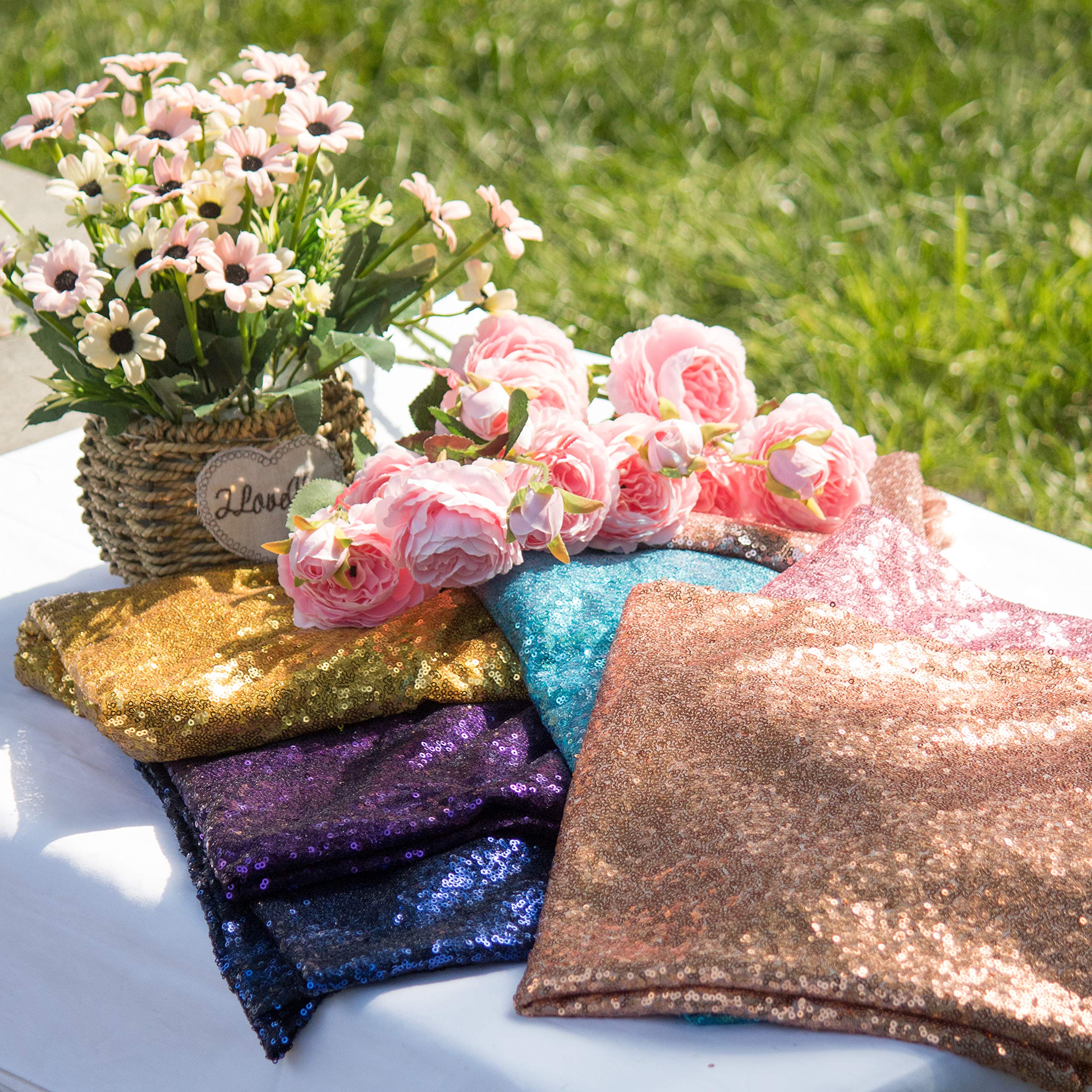 Jyflzq Silver Sequin Tablecloth 108 Round Sparkly Drape Table Cloths Table Cover Overlay For Wedding Birthday Party Baby Bridal