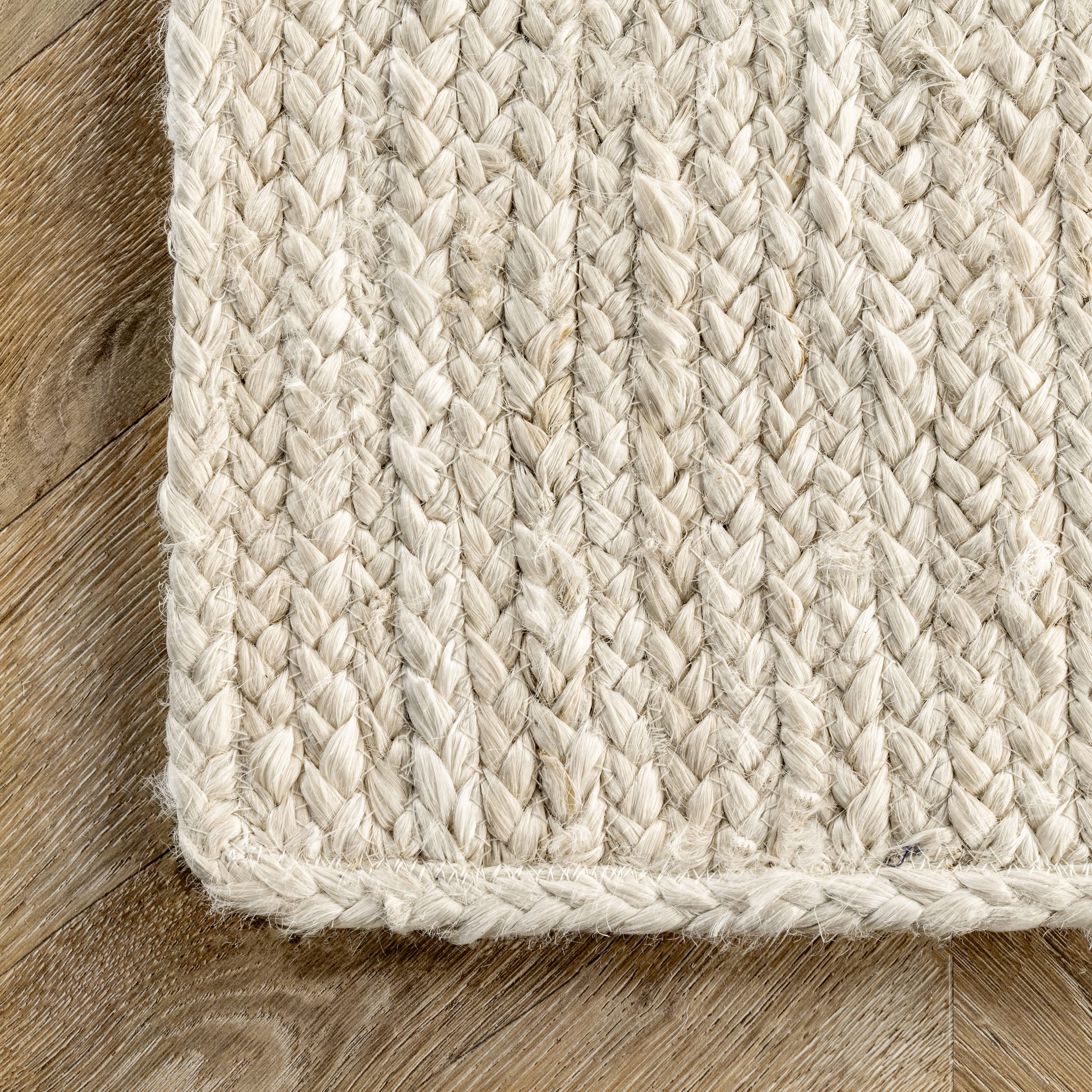 nuLOOM 4 Round Rigo Jute Hand Woven Area Rug, Off White, Solid Farmhouse Design, Natural Fiber, For Bedroom, Living Room, Dining
