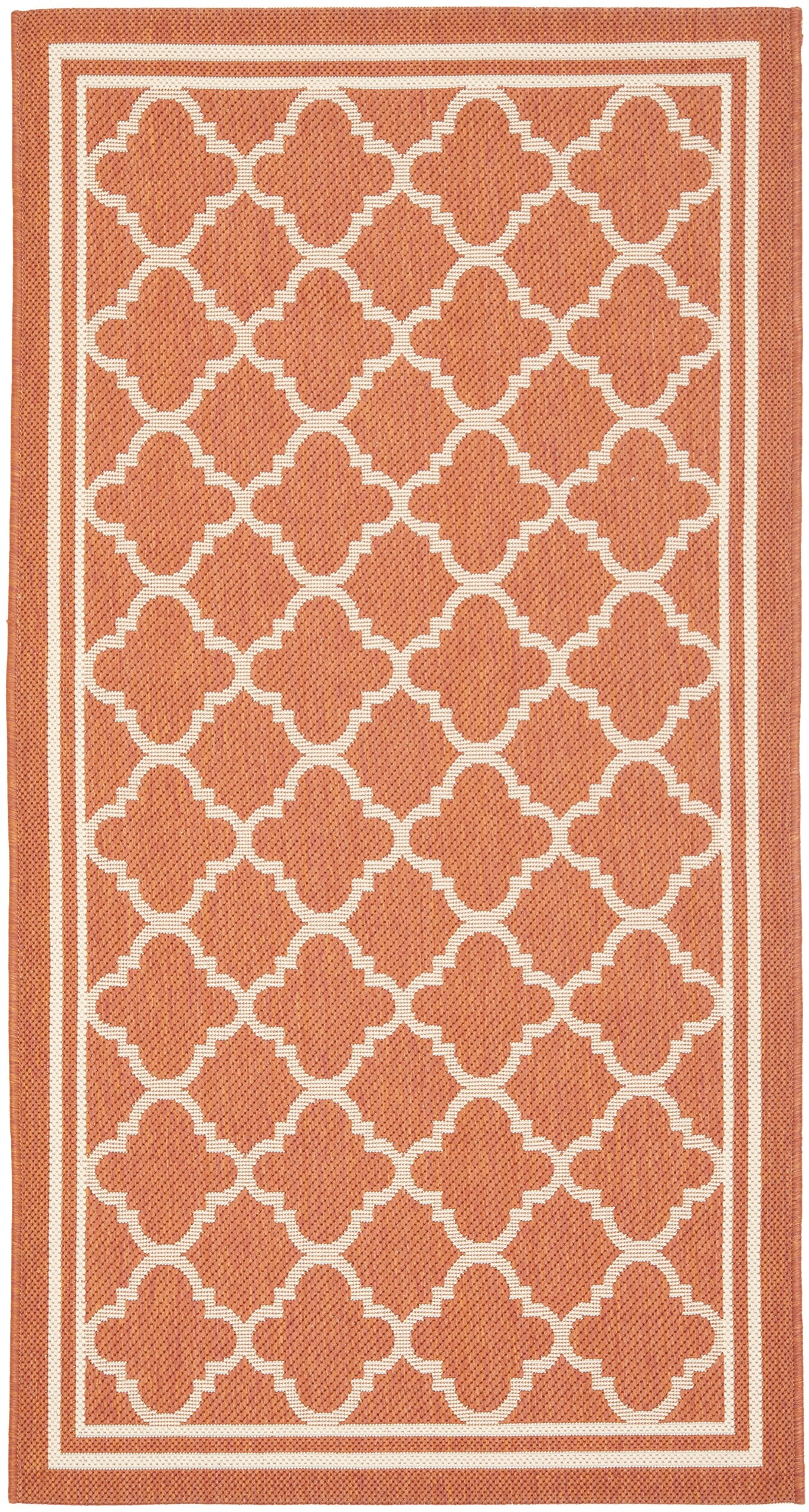 SAFAVIEH Courtyard Collection 2 x 37 Terracotta / Bone CY6918 Trellis Indoor/ Outdoor Patio Backyard Mudroom Accent Rug