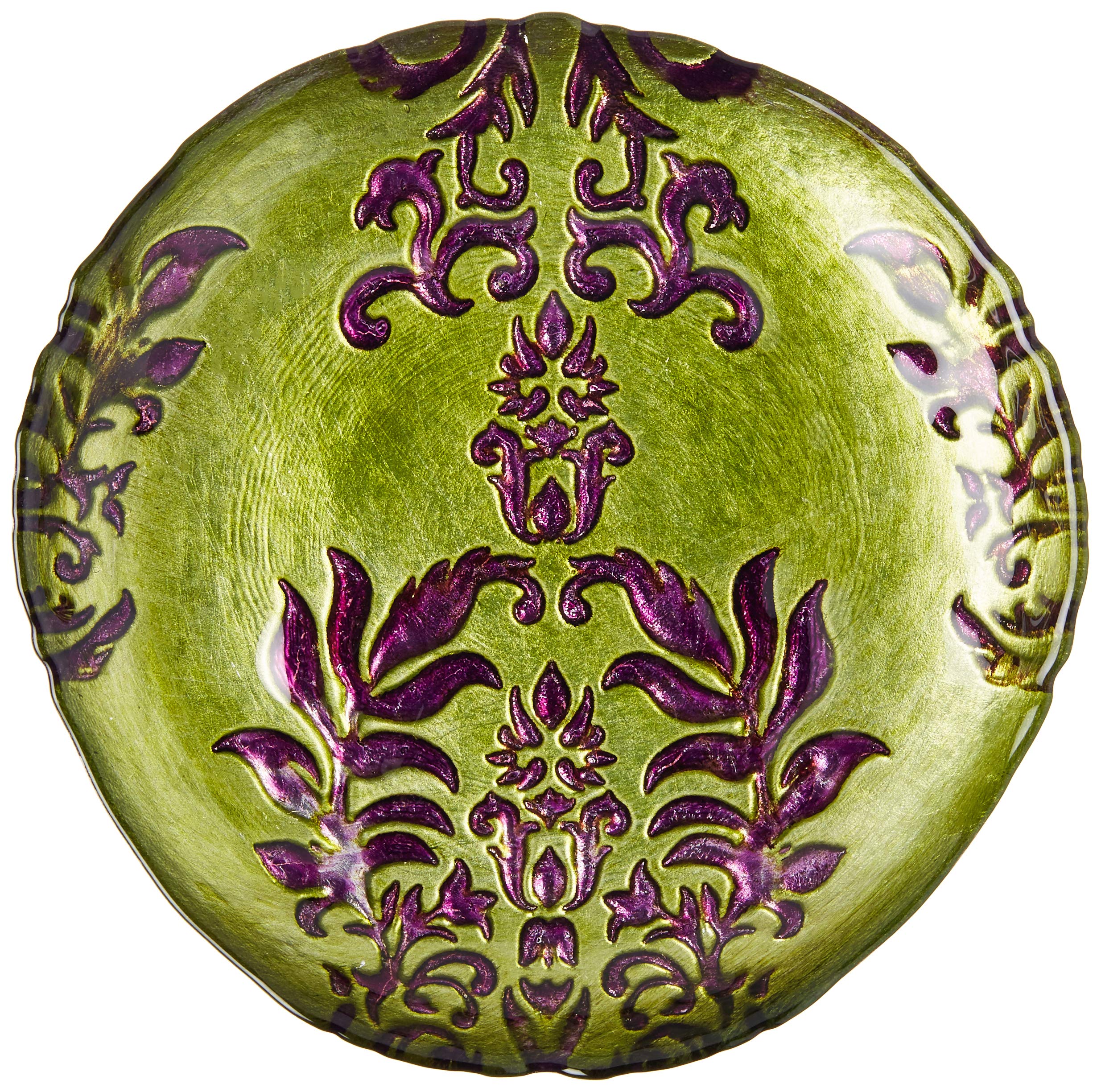 Red Pomegranate Damask Canape Plate Green Purple 6.5-Inch