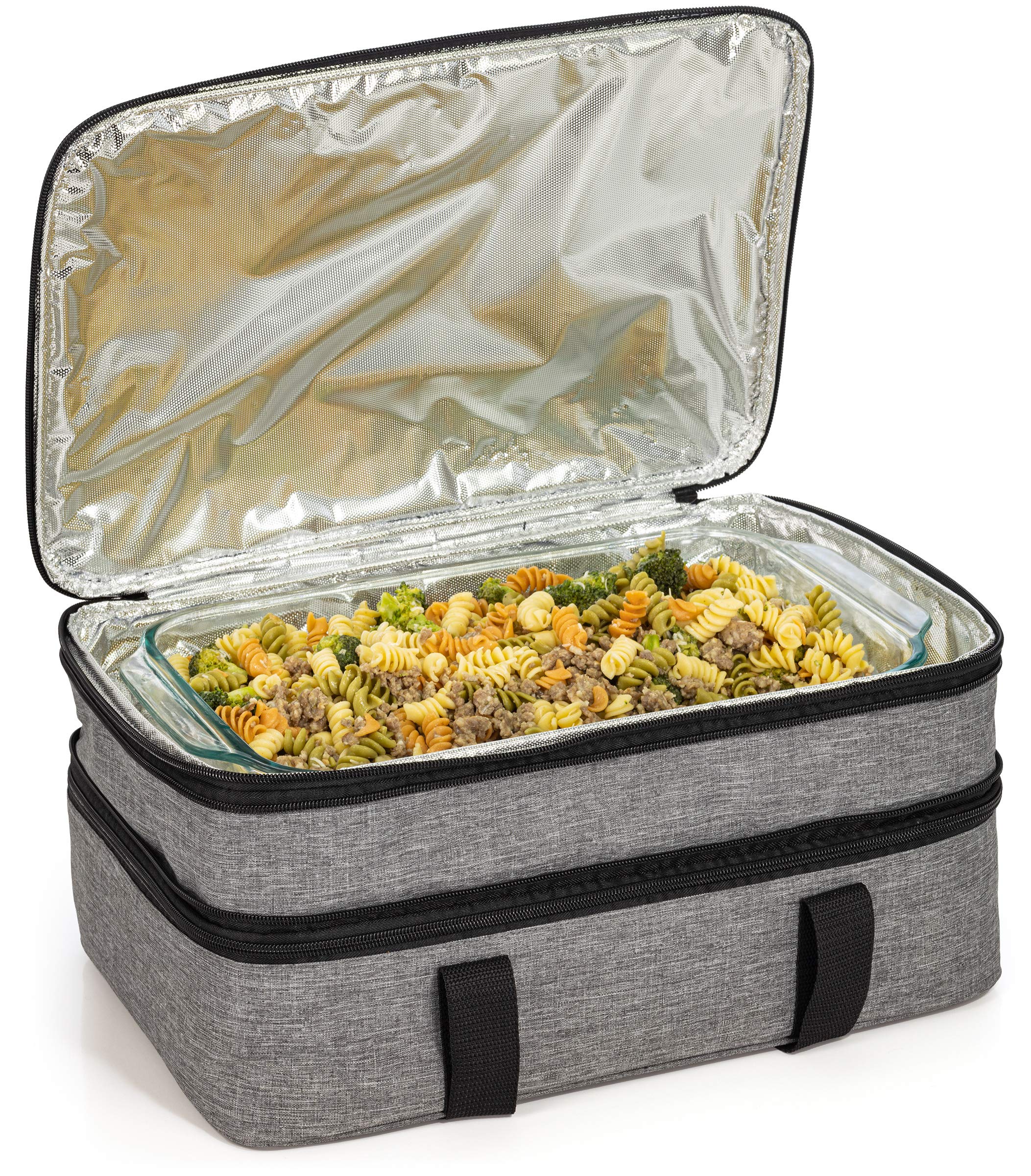 Vp Home - Double Casserole Travel Bag - Insulated Food Containers Carrier - Food Warmer Carry Case For Trip - Suitable For Hot O