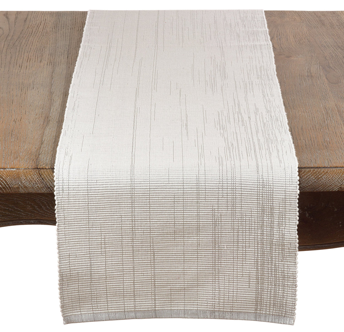 Saro Lifestyle Astrid Design Shimmering Design Ribbed Table Runner, White, 13''X72''