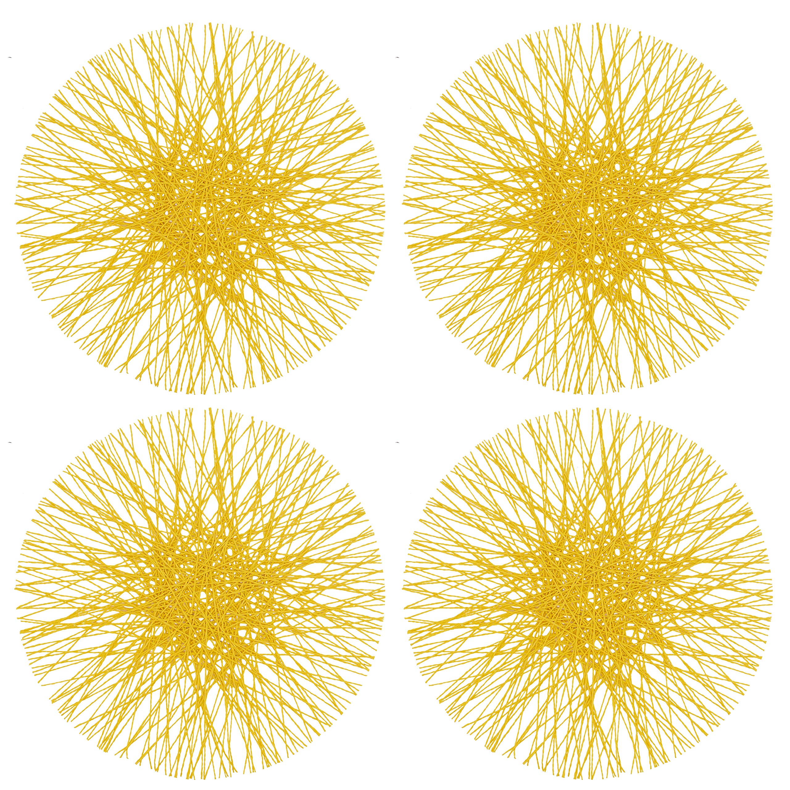 Saro Lifestyle Adalynn Collection Straw Design Placemats (Set Of 4), 15'', Yellow''