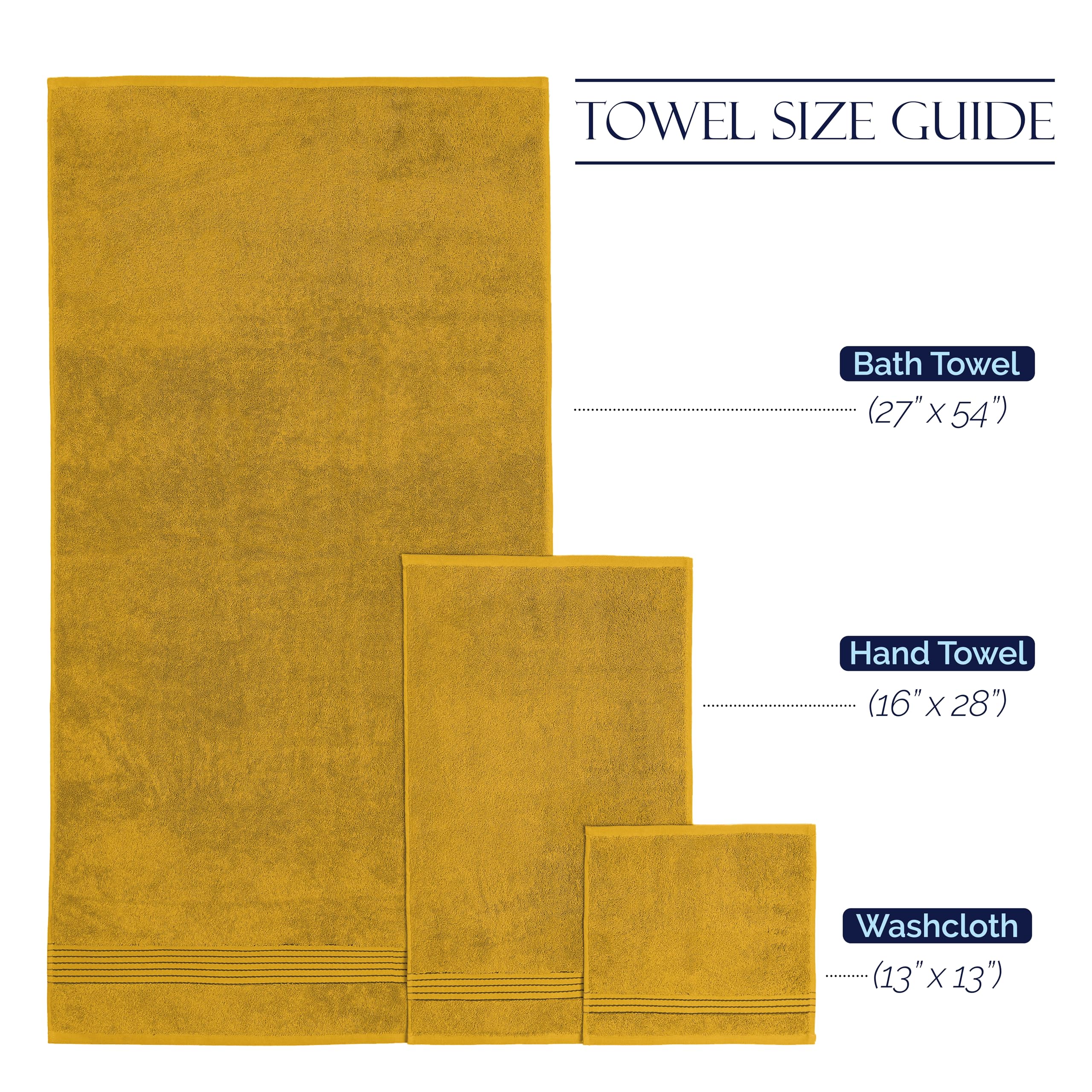 Elegant Comfort Premium Cotton 6-Piece Towel Set, Includes 2 Washcloths, 2 Hand Towels And 2 Bath Towels, 100% Turkish Cotton -