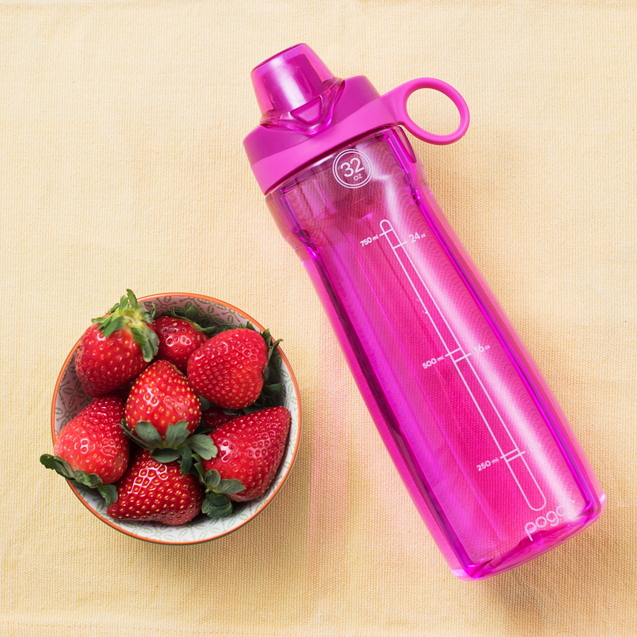 Pogo BPA-Free Plastic Water Bottle with Chug Lid  Fuchsia  32 oz.