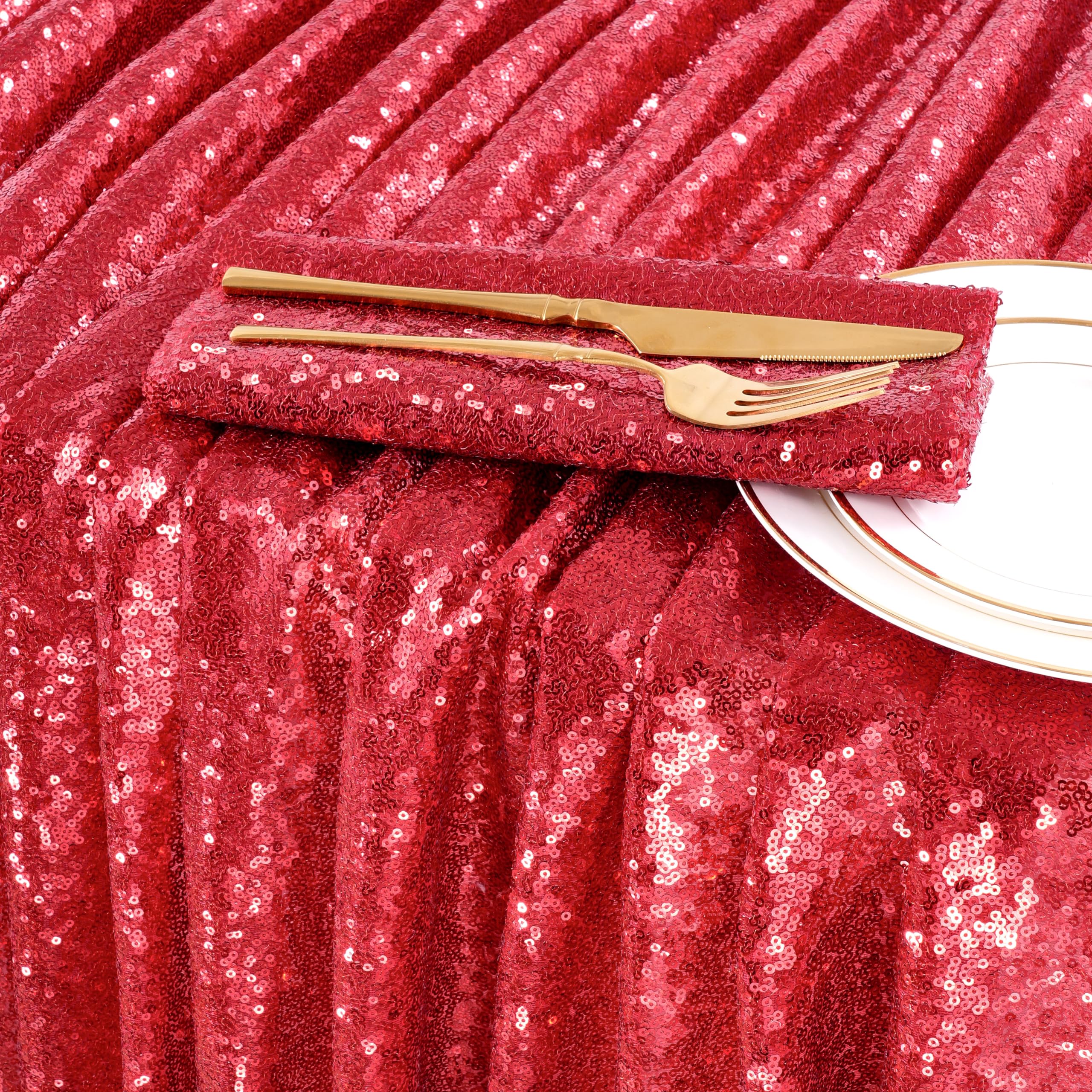 Queendream Sequin Tablecloth 60X102 Inch Red Tablecloth Glitter Table Cloth For Birthday Party Events Christmas Decorations