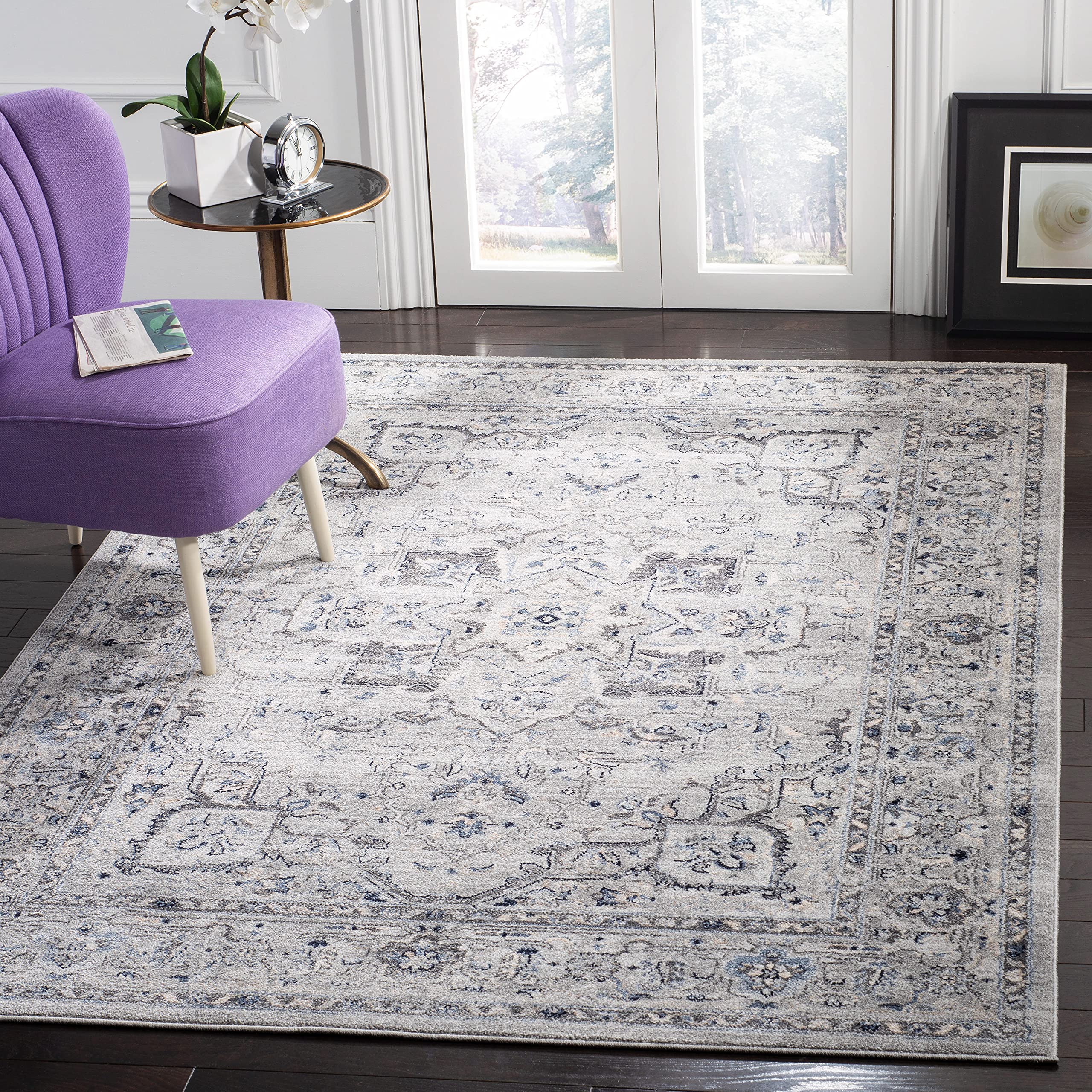 SAFAVIEH Charleston Collection Area Rug - 10 x 14, Grey & Dark Grey, Oriental Distressed Design, Non-Shedding & Easy Care, Ide