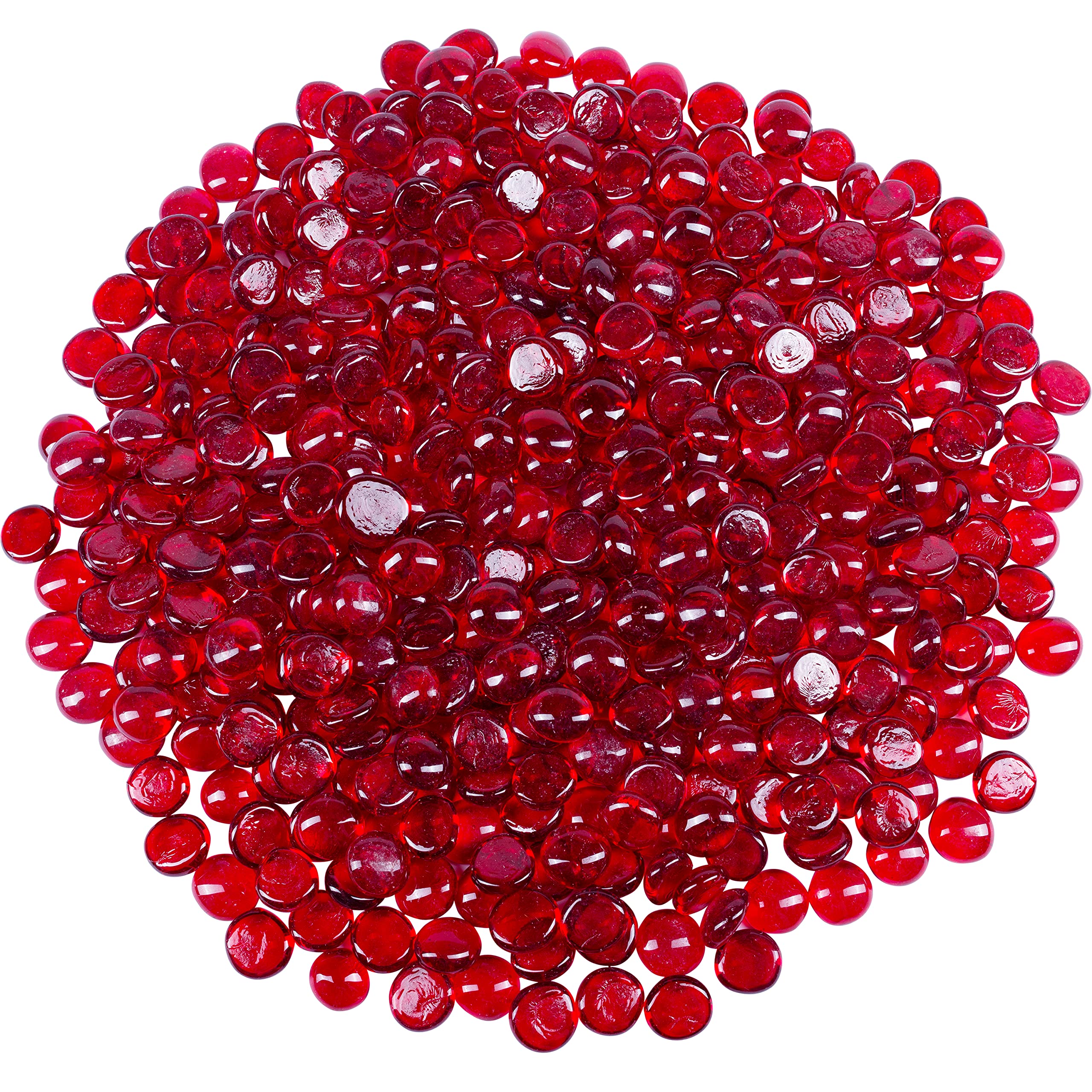 Galashield Red Flat Glass Marbles for Vases Glass Gems Beads Pebbles Vase Filler (5 LBS, Approx. 450 PCS)