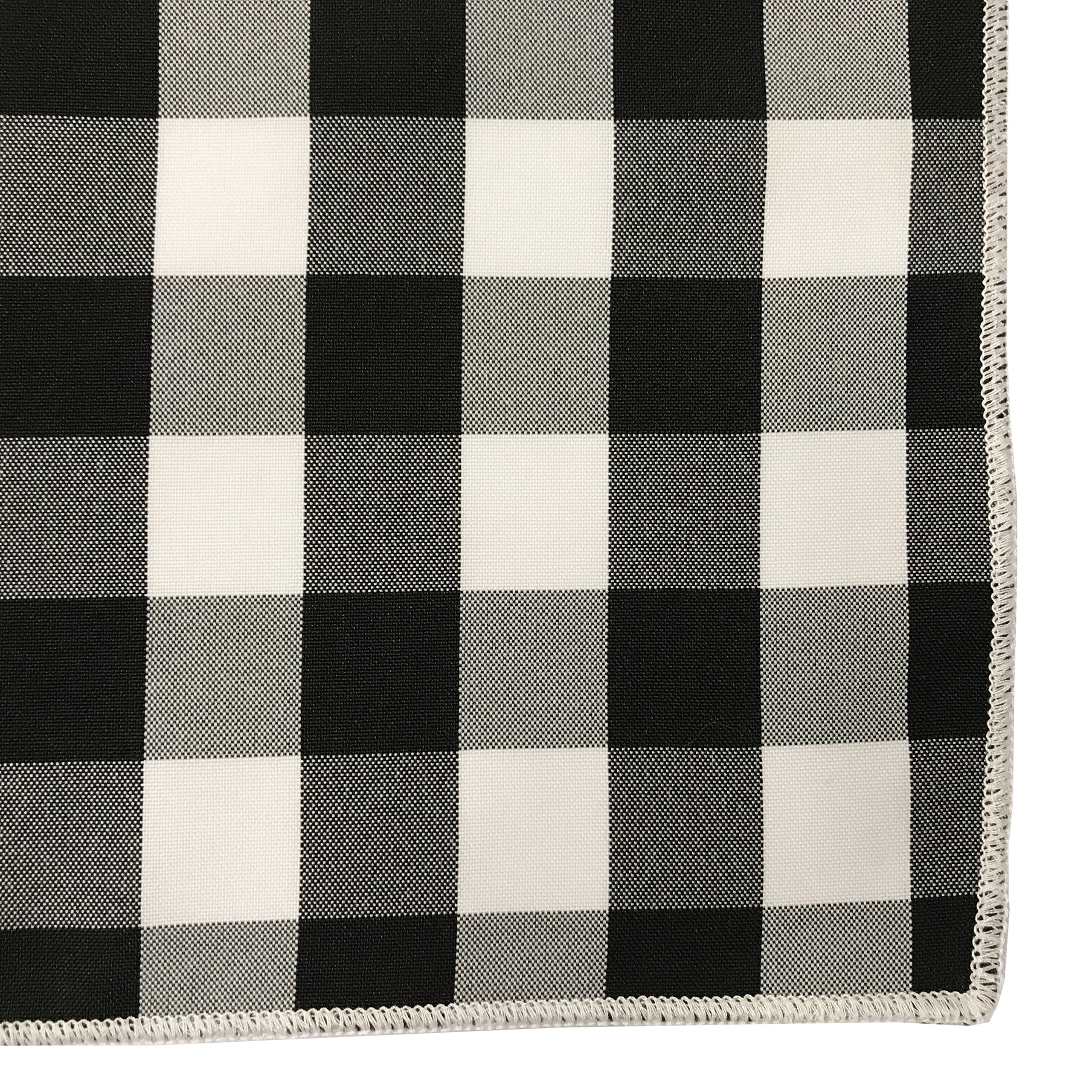 LA Linen Pack of 10 Gingham Checkered Napkins 18 by 18-Inch  White and Black