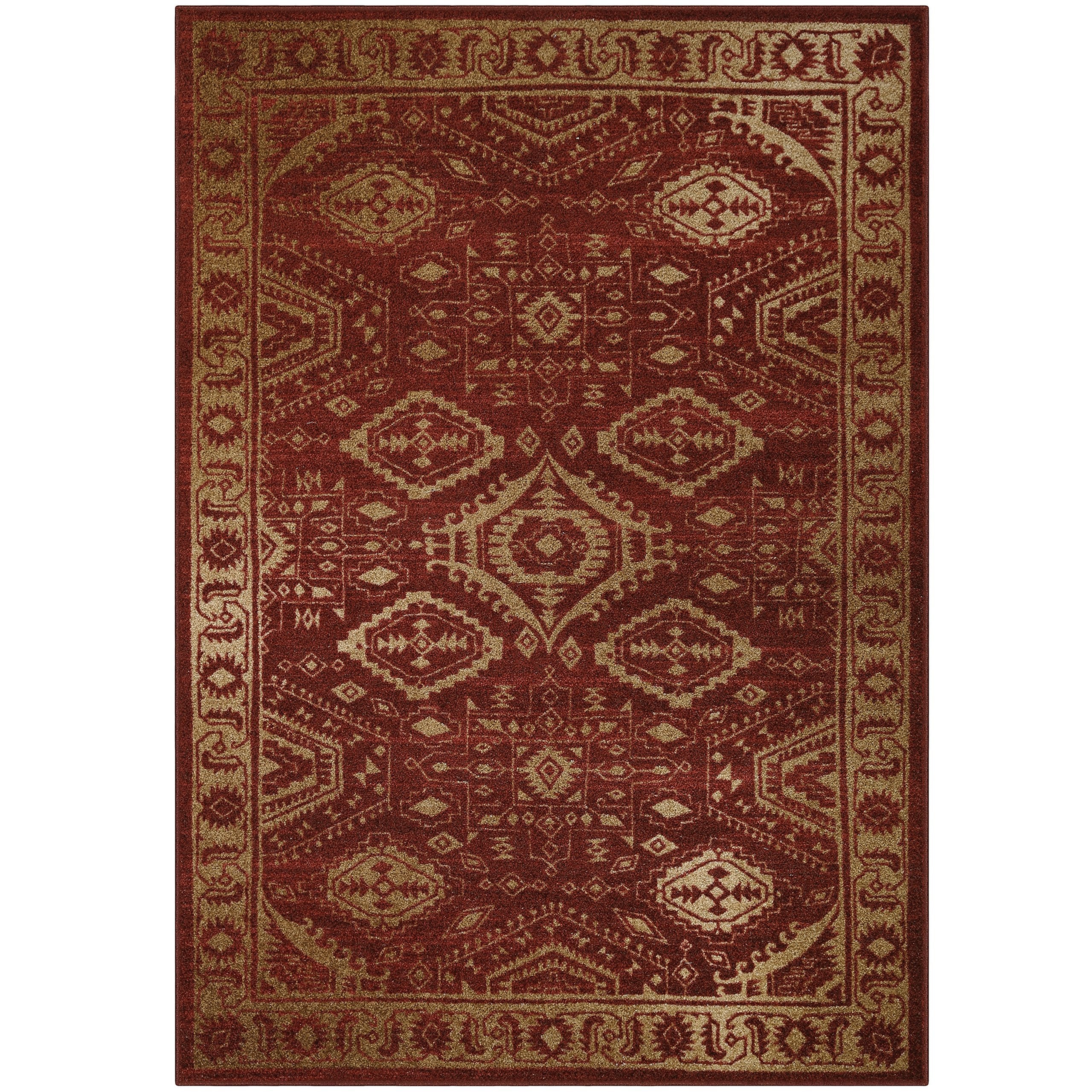Maples Rugs Georgina Traditional Area Rugs for Living Room & Bedroom [Made in USA], 5 x 7, Red/Gold