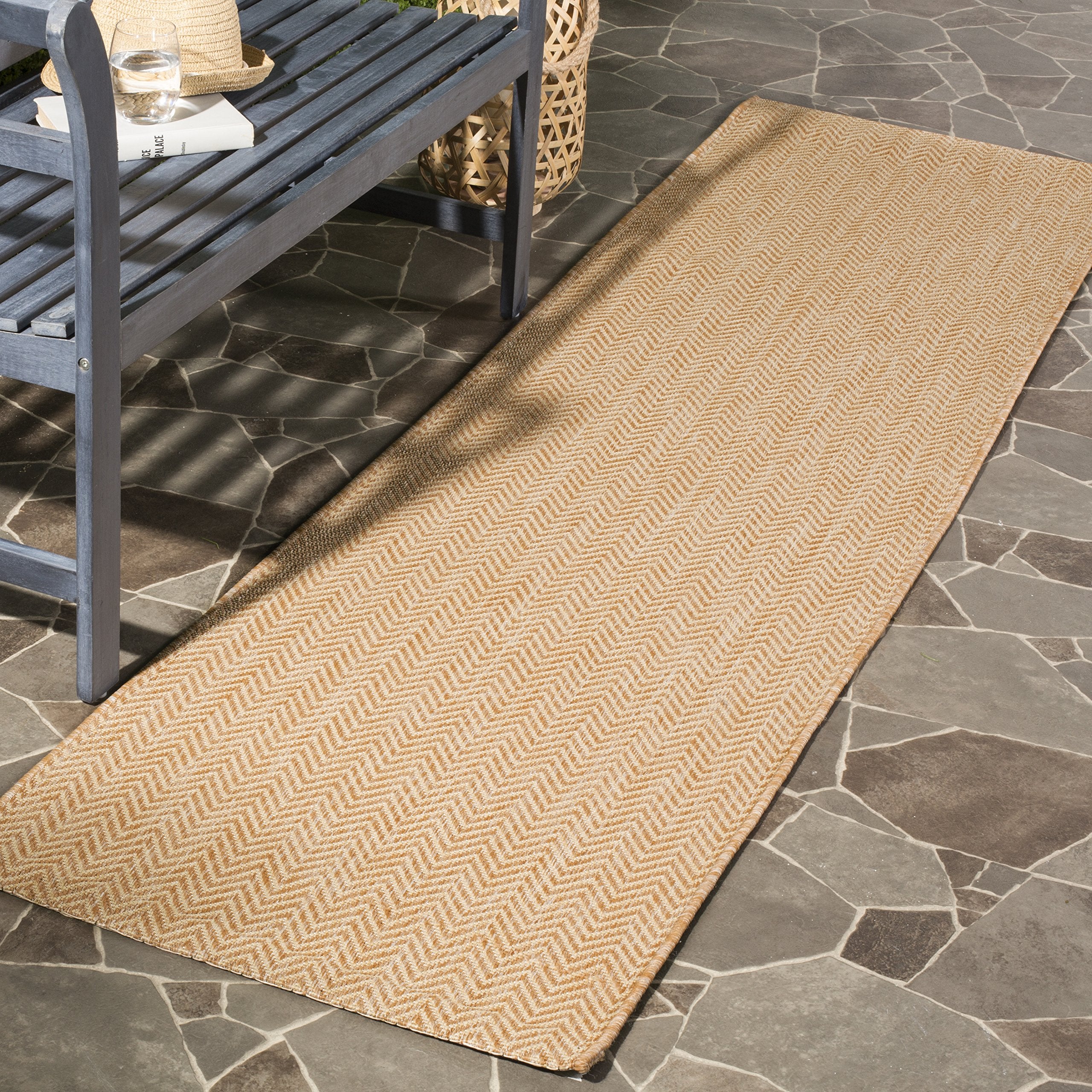 SAFAVIEH Courtyard Collection 23 x 10 Natural / Cream CY8022 Indoor/ Outdoor Patio Backyard Mudroom Runner Rug