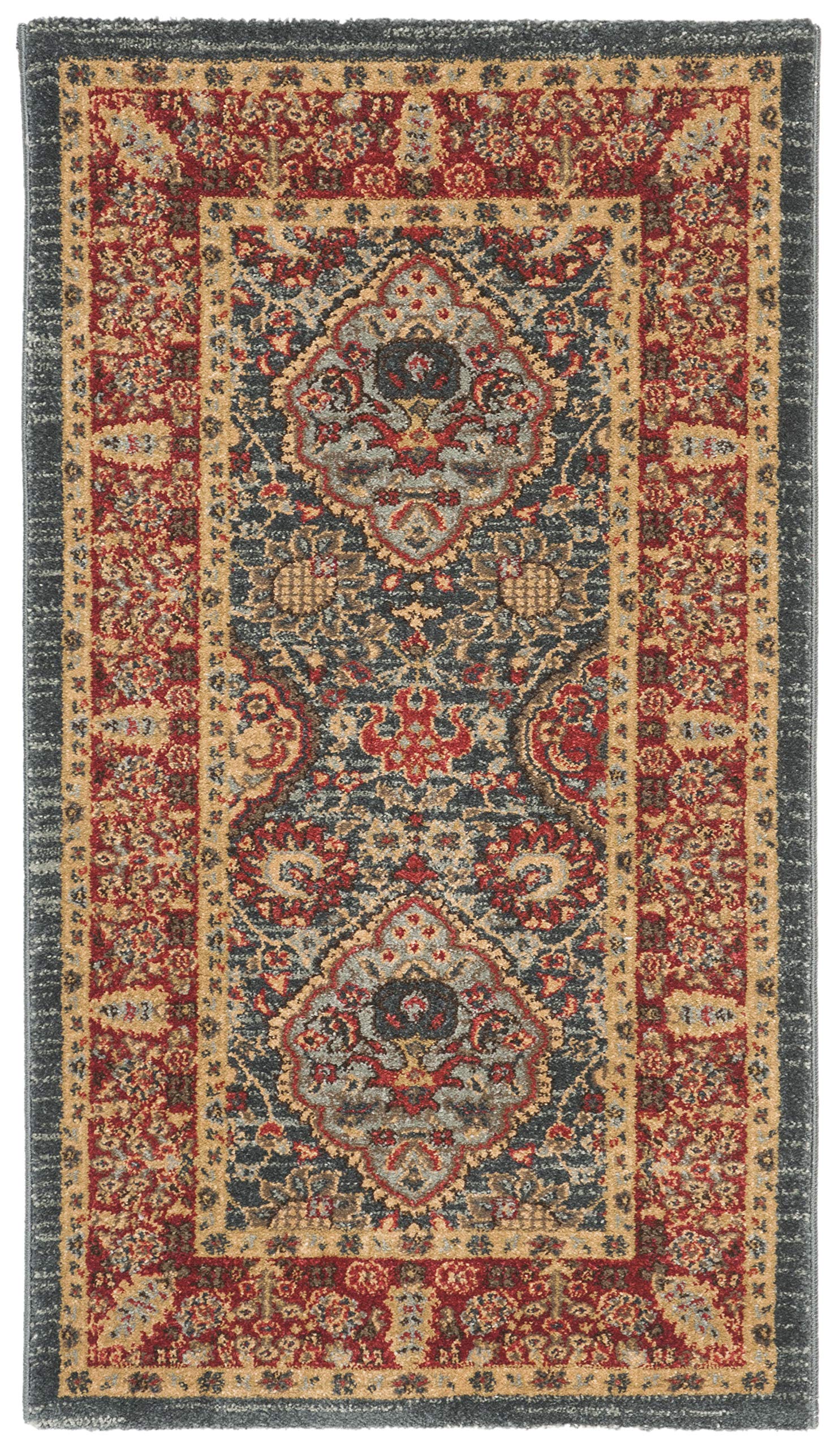 SAFAVIEH Mahal Collection Accent Rug - 22 x 4, Navy & Red, Traditional Oriental Design, Non-Shedding & Easy Care, Ideal for Hi