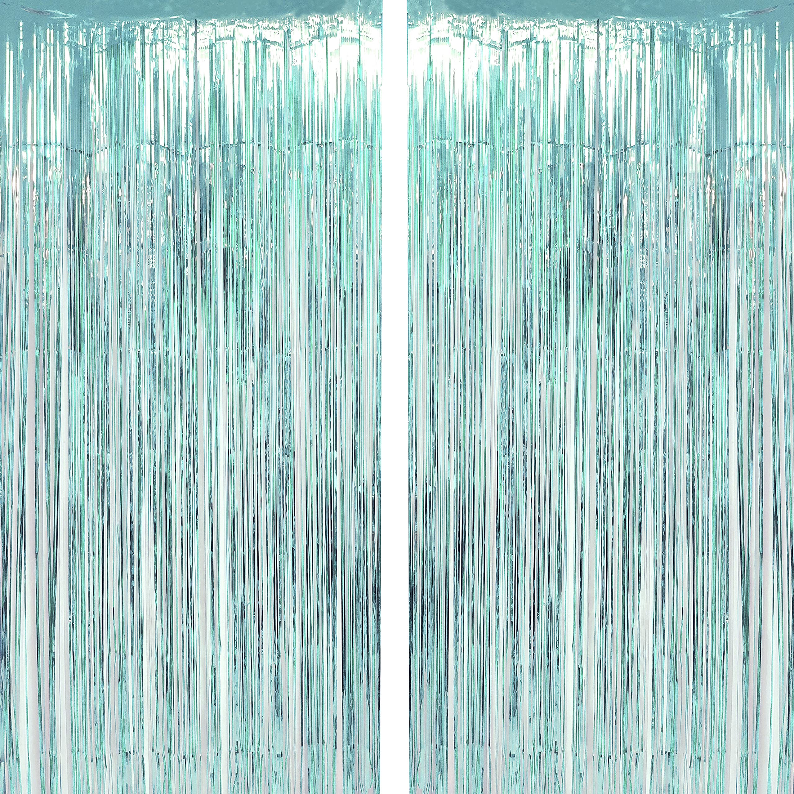 Blue Tinsel Foil Fringe Curtains Under The Sea Baby Shower Birthday Photo Backdrops Wedding Happy New Years Christmas Party Deco