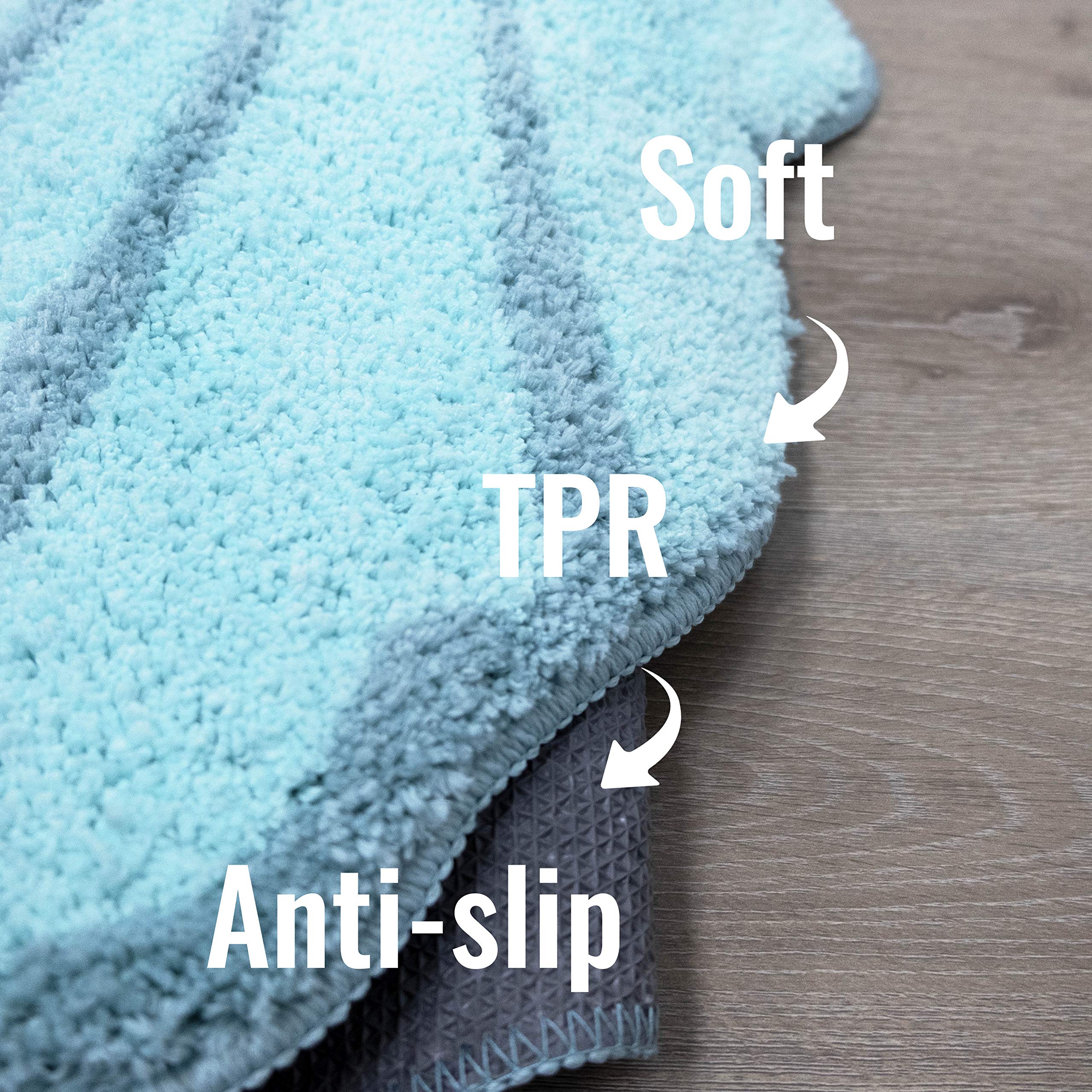 Unibath Seashell Bathroom Rugs And Mat Cute Beach Bath Mat For Cartoon Sea Bathroom Decor Aqua Blue Bath Rugs Plush Non-Slip Foo