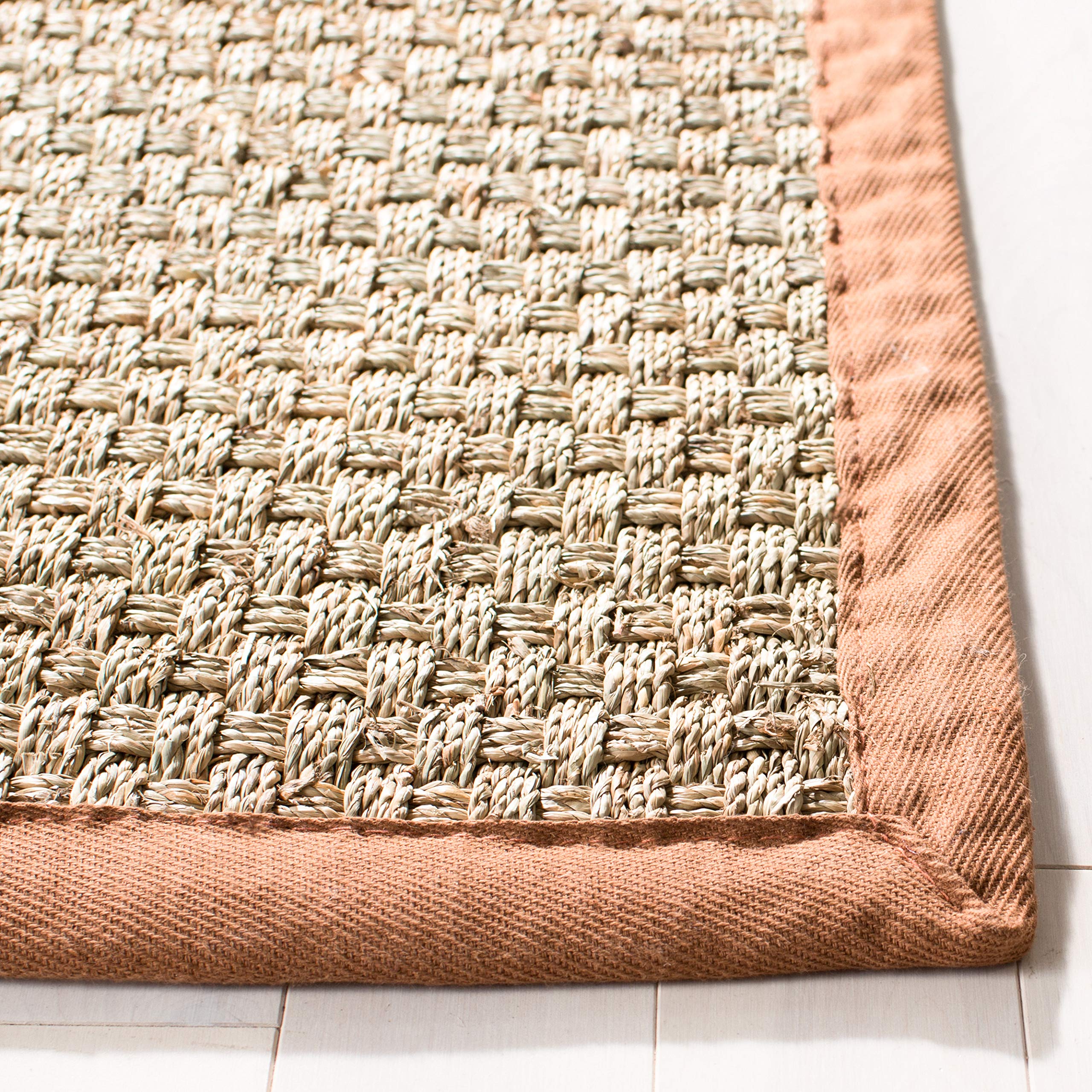 Safavieh Natural Fiber Collection 26 X 18 Assorted Nf114B Border Basketweave Seagrass Runner Rug