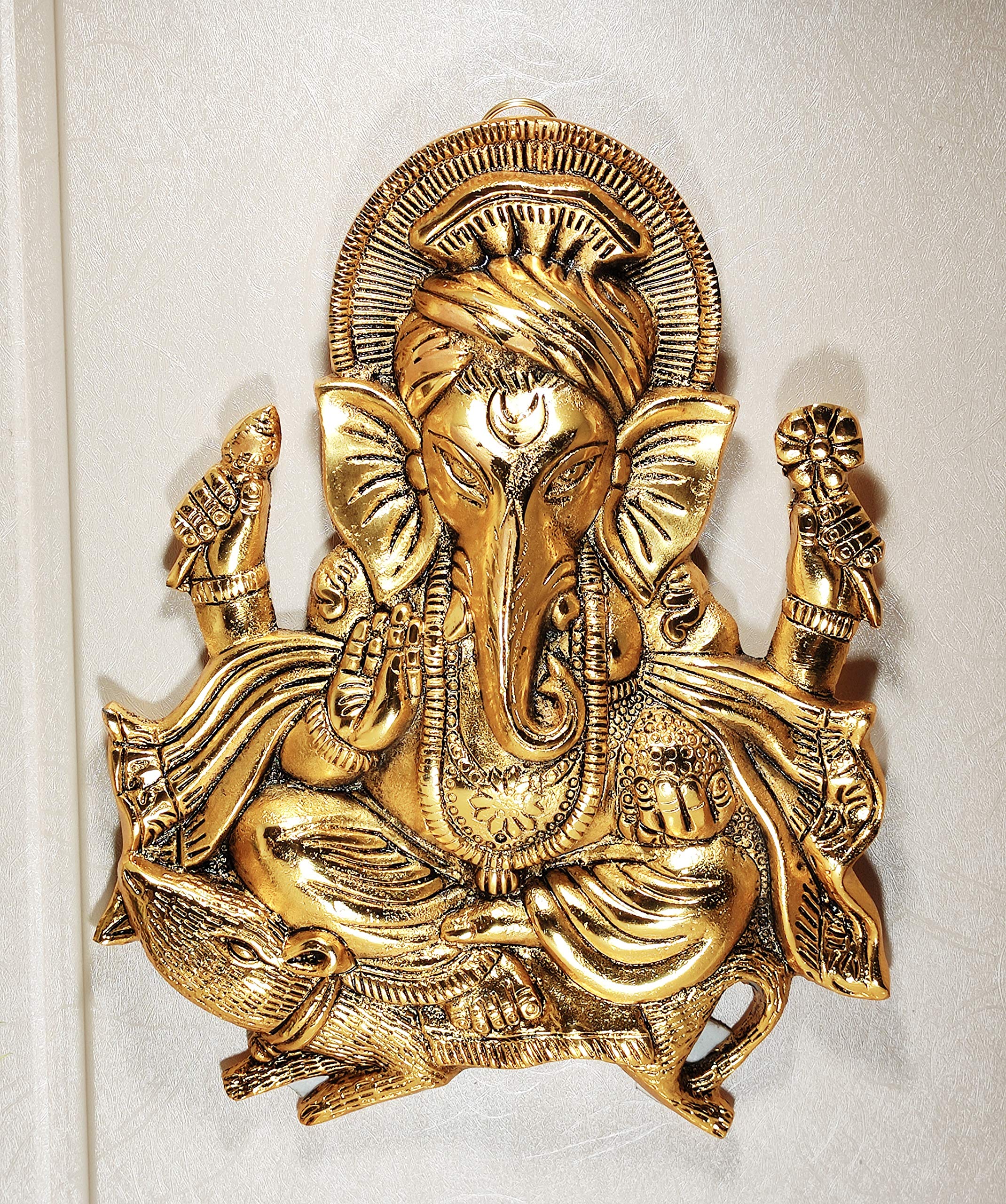 Dreamkraft Metal Ganesha Ji Statue, Ganpati Wall Hanging Sculpture Lord Ganesh Idol Lucky Feng Shui Wall Decor Your Home, Office