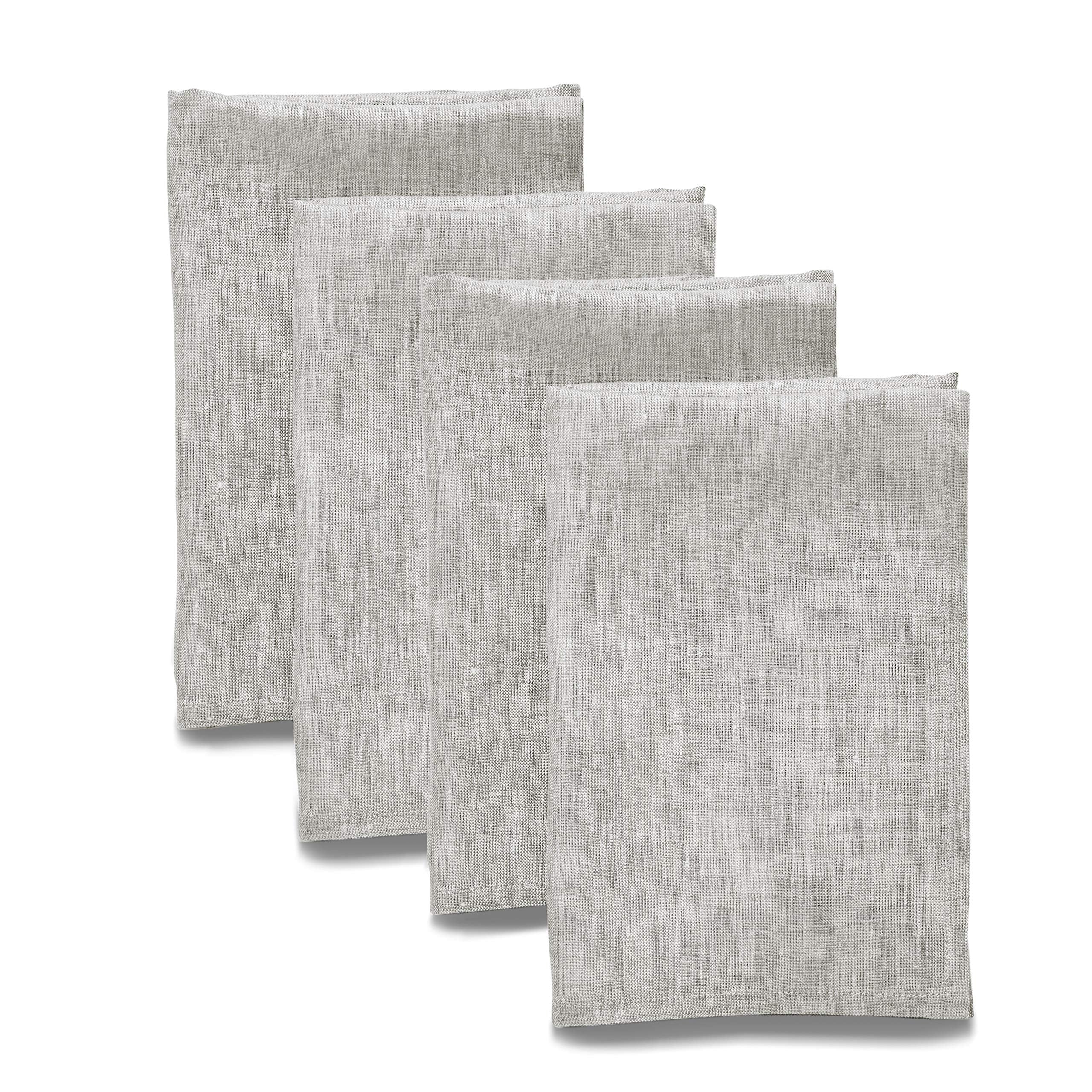 Solino Home Linen Dinner Napkins 20 X 20 Inch - 100% Pure Linen Oyster Grey Cloth Napkins Set Of 4 For Spring, Easter - Athena,