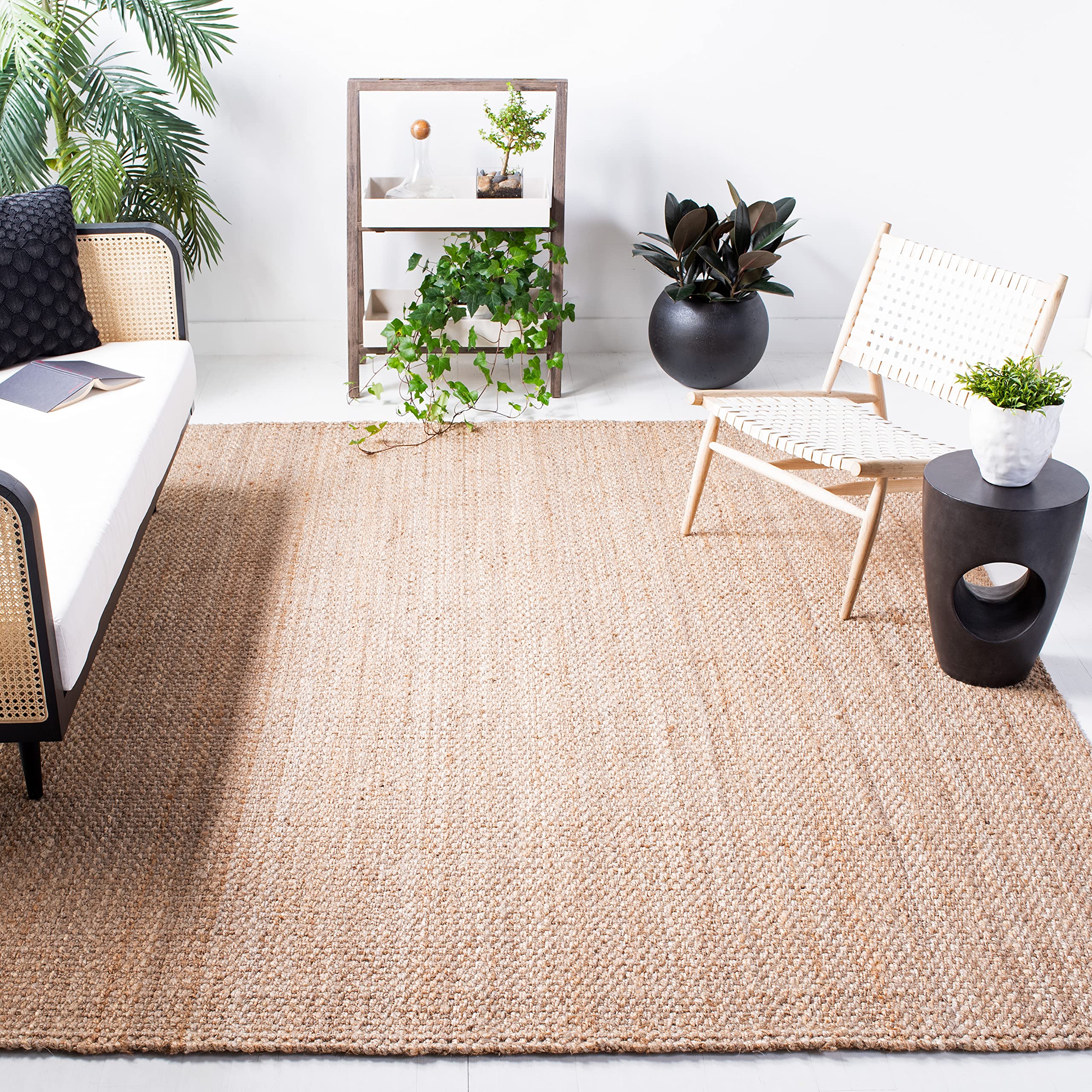 SAFAVIEH Natural Fiber Collection Area Rug - 8 x 10, Natural, Handmade Basketweave Jute, Ideal for High Traffic Areas in Livin
