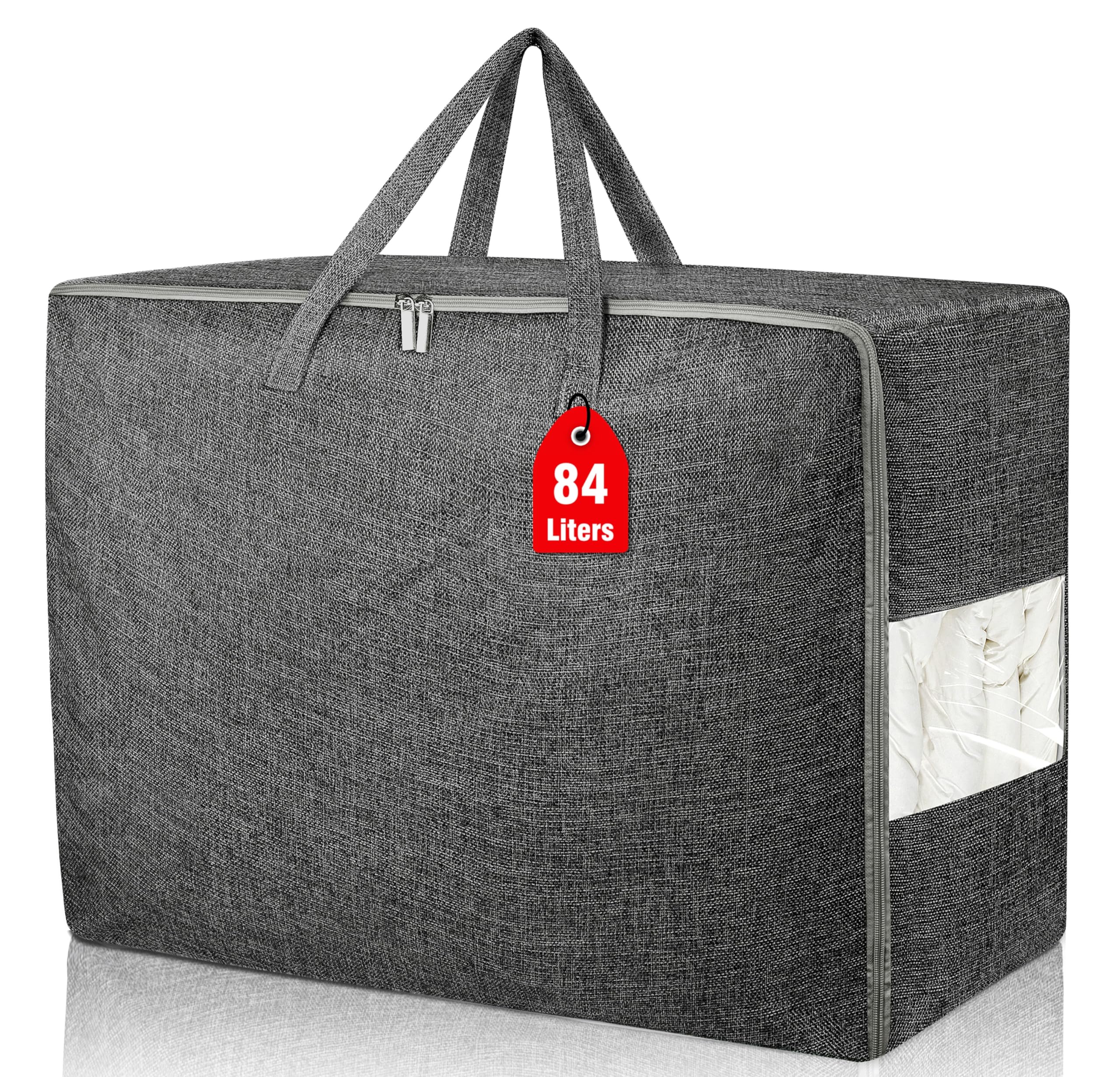 84L Extra Large Storage Bags, Folding Moving Comforter Blanket Storage Bags Closet Organizers and Storage Containers with Strong