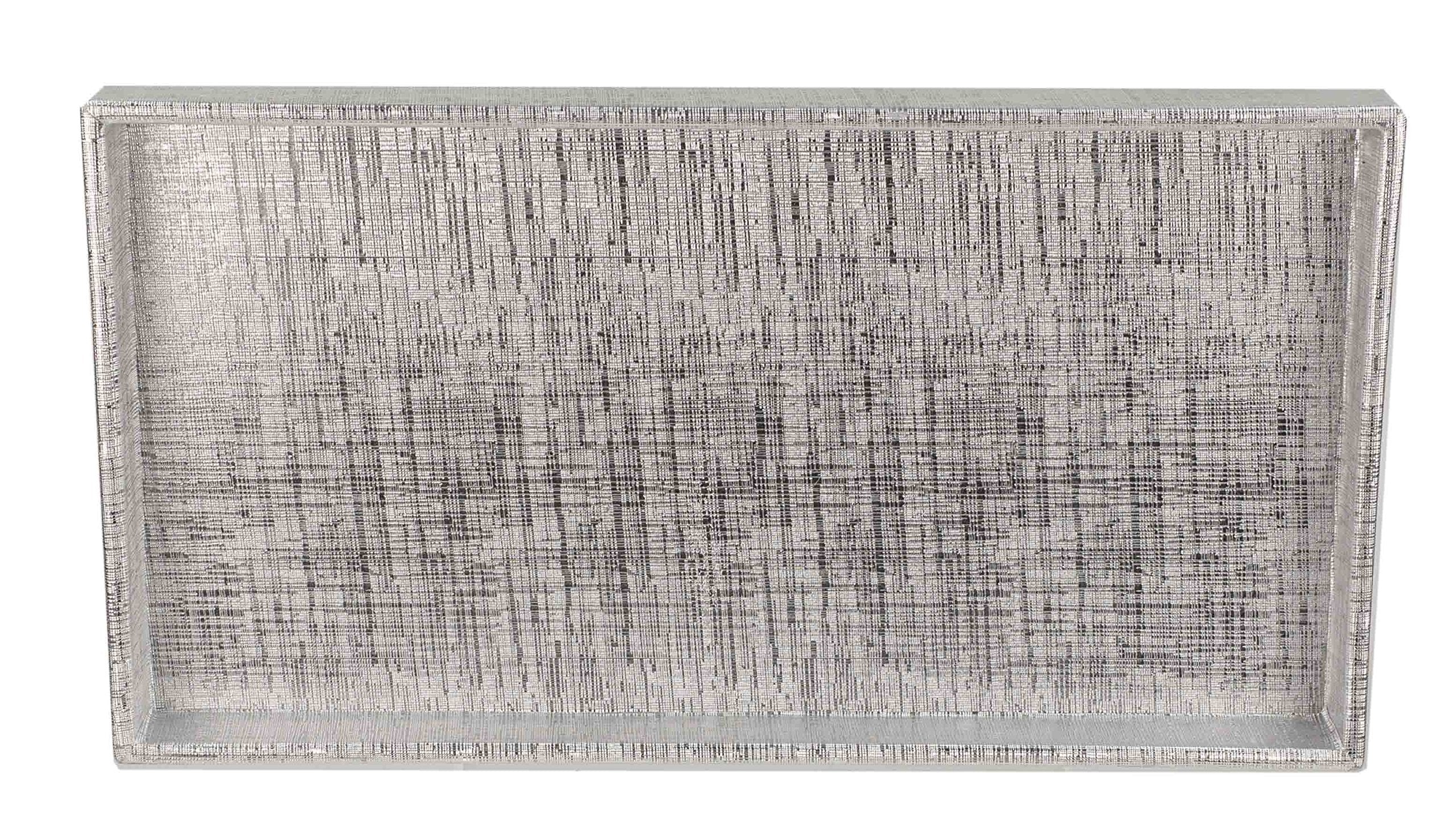 Home Basics Vanity Tray For Makeup, Jewelry, Perfume, Cosmetics Storage, Bathroom Organizer (Horizontal, Metallic Weave)