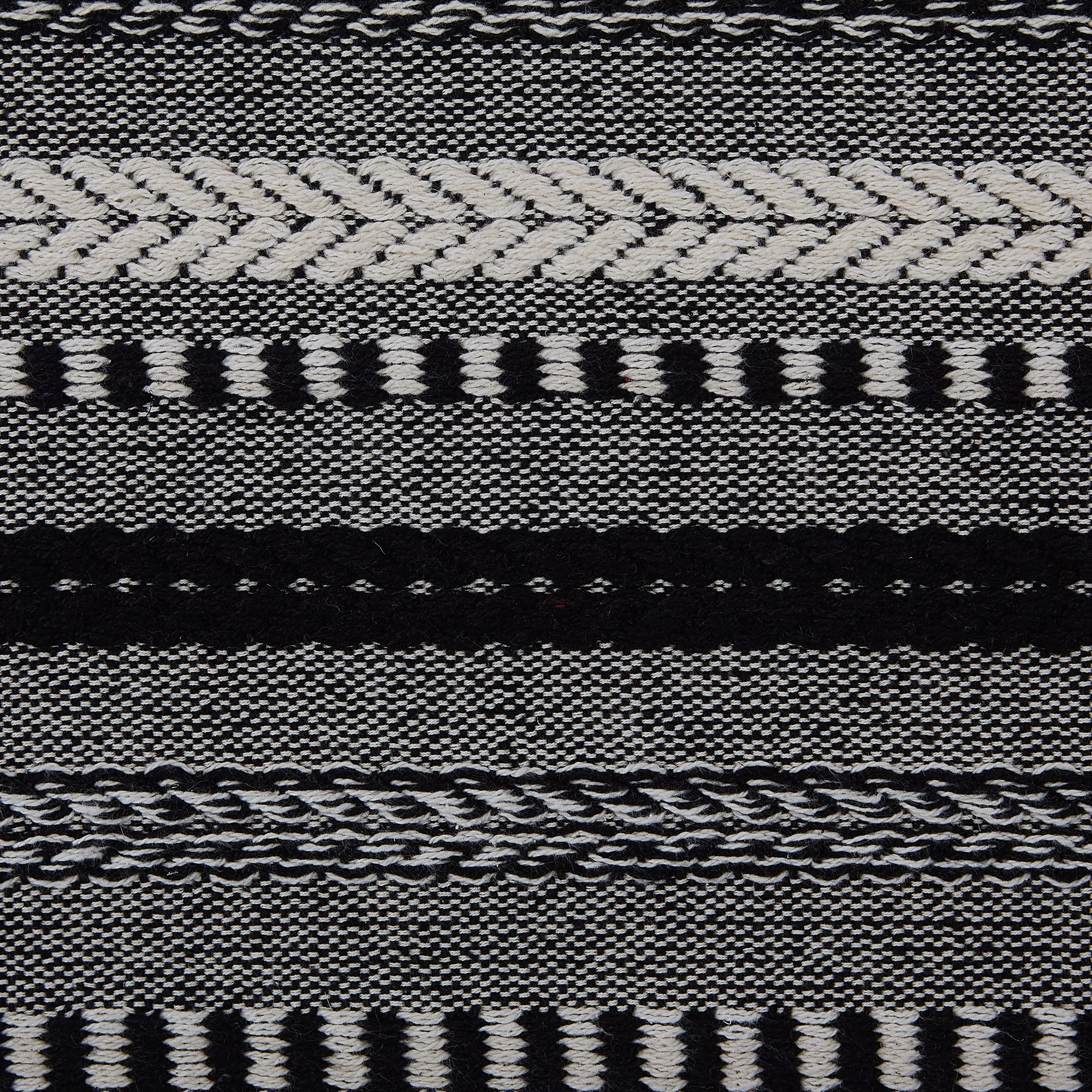 Dii Farmhouse Braided Stripe Table Runner Collection, 15X72 (15X77, Fringe Included), Black