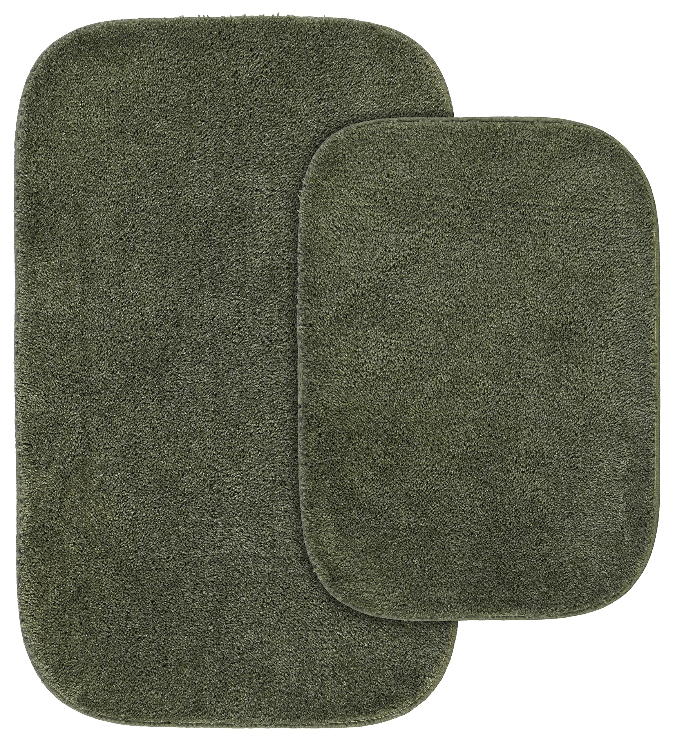 Garland Rug 2-Piece Traditional Nylon Washable Bathroom Rug Set, Deep Fern