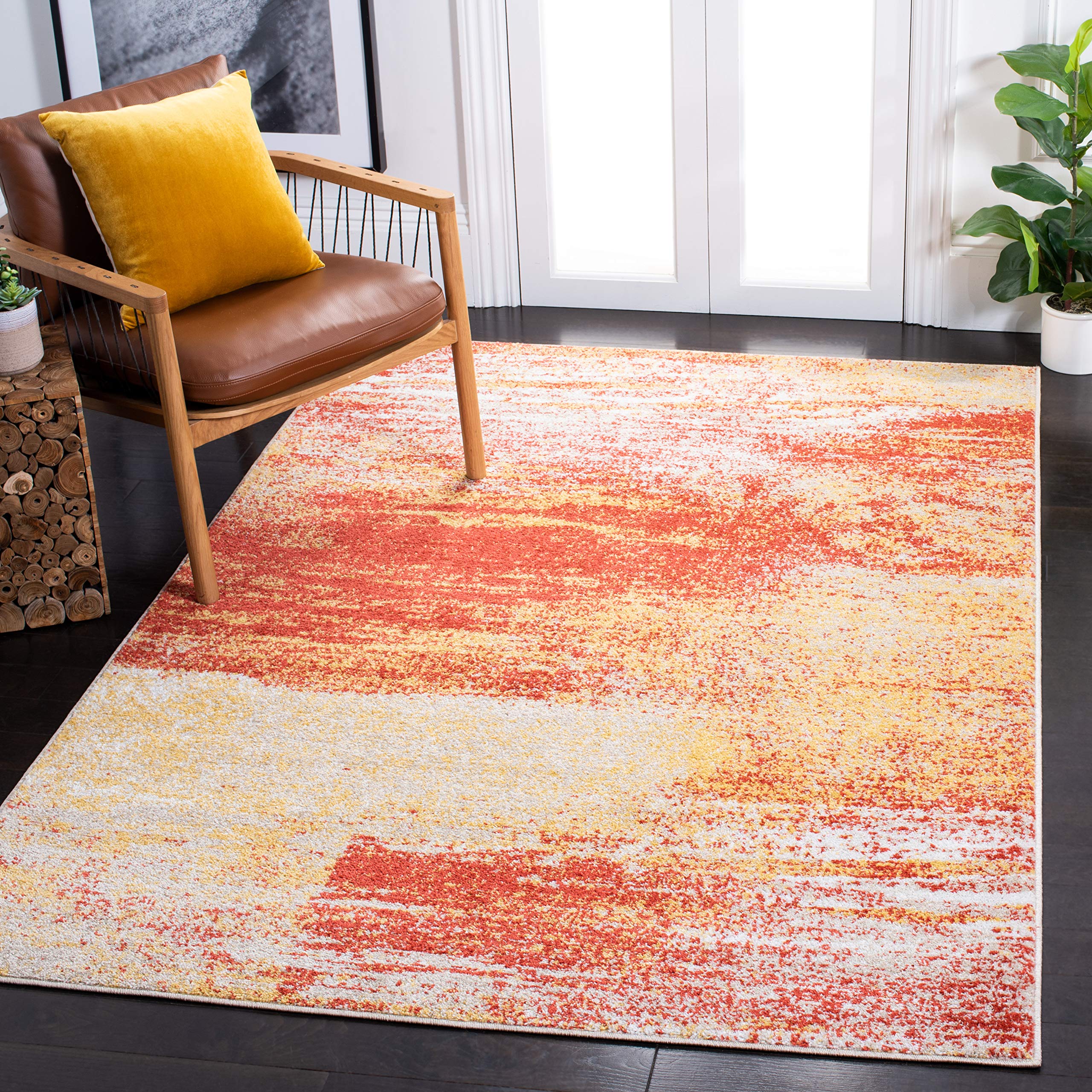 SAFAVIEH Adirondack Collection Area Rug - 6 x 9, Rust & Gold, Modern Abstract Design, Non-Shedding & Easy Care, Ideal for High