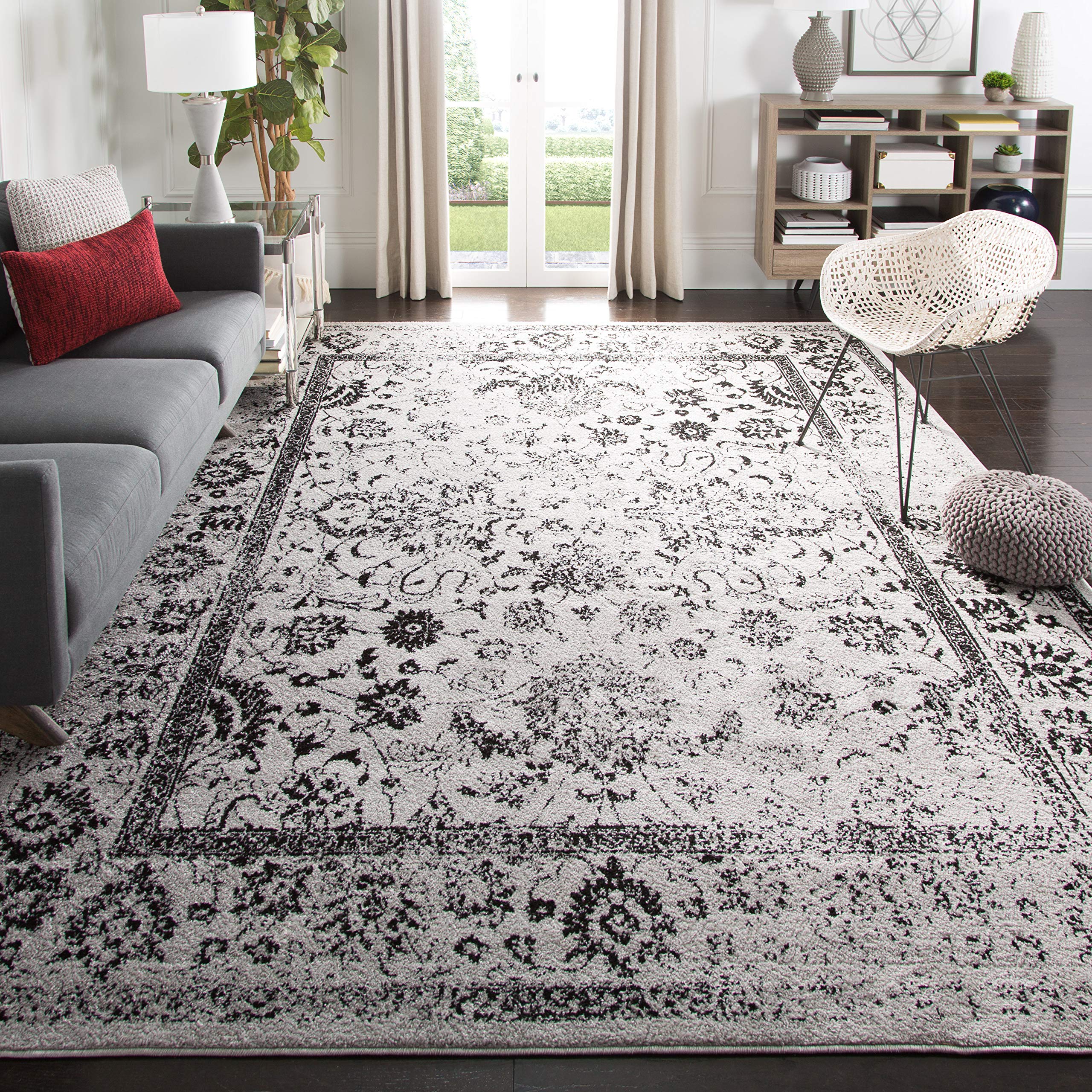 SAFAVIEH Adirondack Collection 6 Square Grey/Black ADR109B Oriental Distressed Non-Shedding Living Room Bedroom Dining Home Off