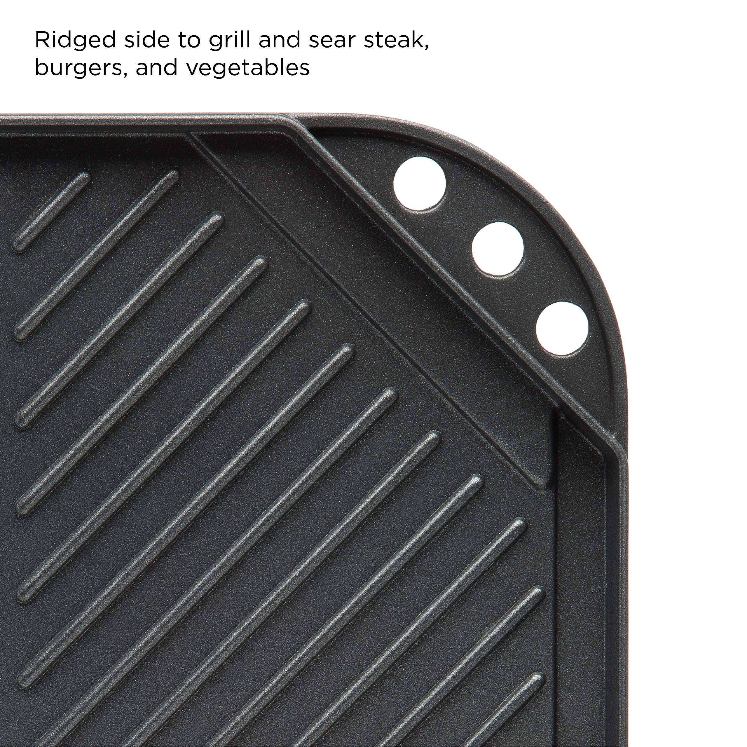 Ecolution Non-Stick Double Burner Family Pan - 19.5"x11" Cast Aluminum Reversible Grill/Griddle, Dishwasher Safe, Black