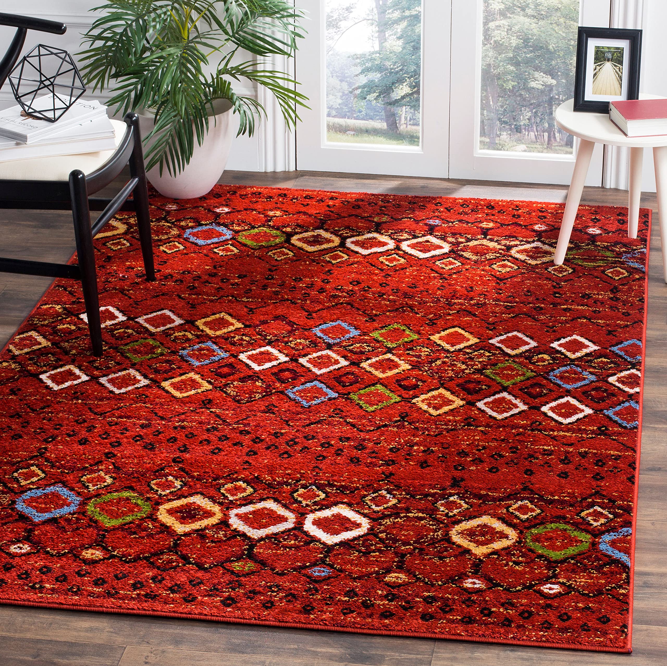 SAFAVIEH Amsterdam Collection X-Large Area Rug - 12 x 18, Terracotta & Multi, Moroccan Boho Design, Non-Shedding & Easy Care, 