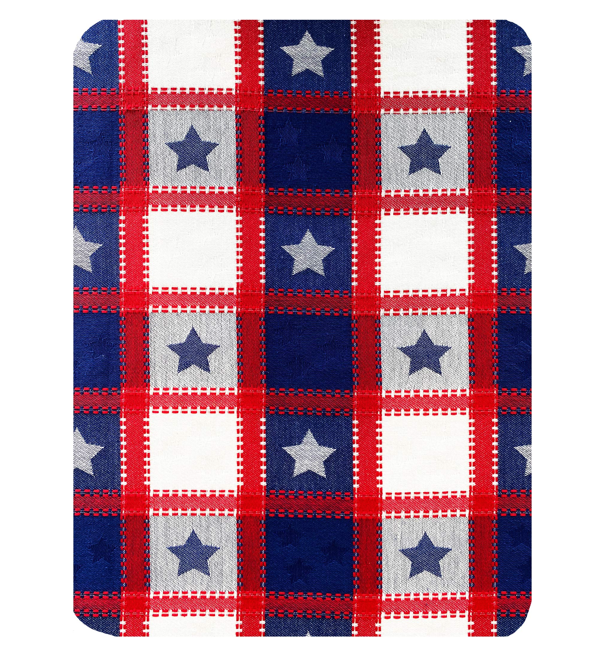 Newbridge American Cottage Star Check Cotton Weave Fabric Napkin Set, Indoor Outdoor Country Rustic Patriotic Woven Plaid Napkin
