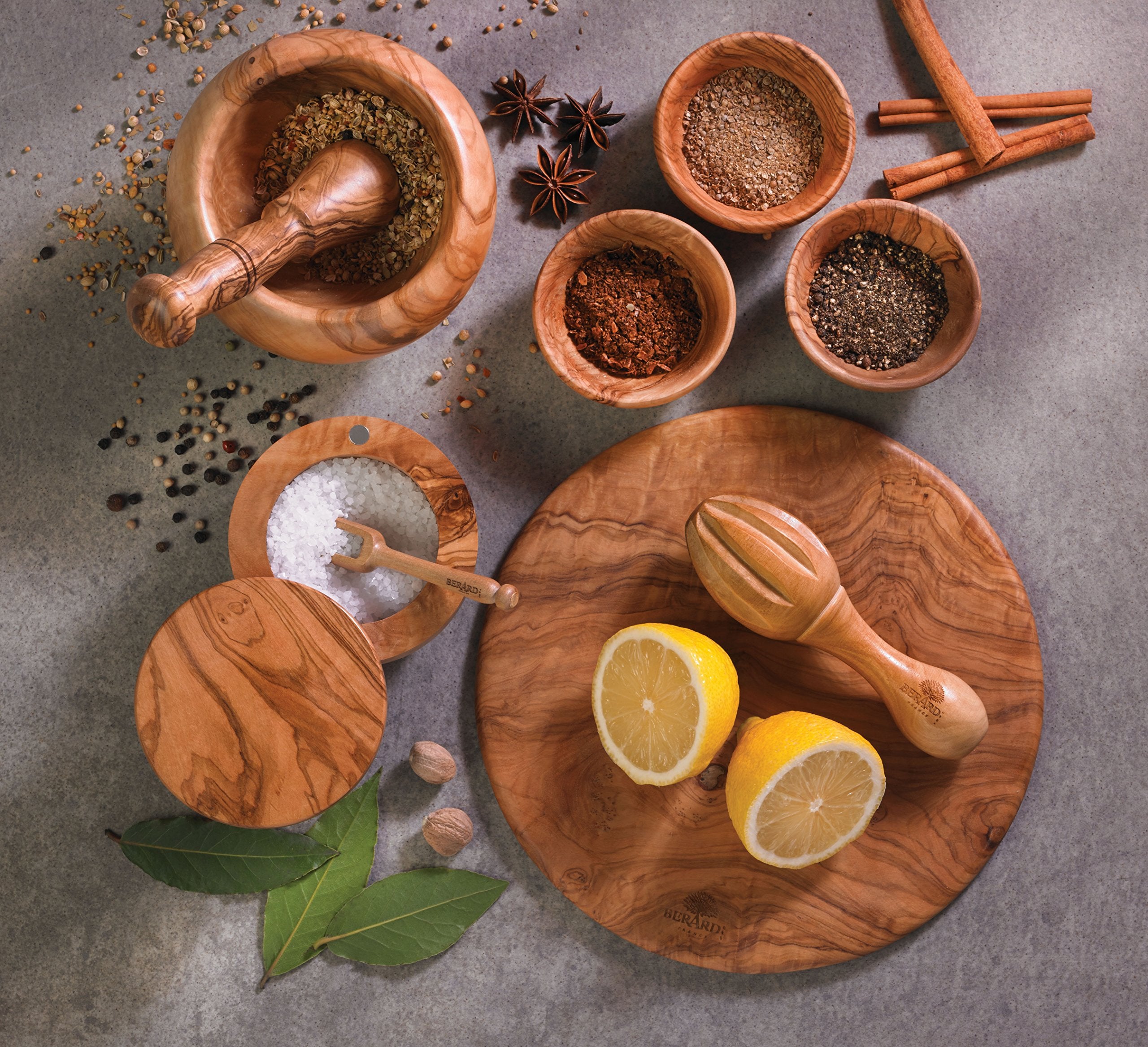 Berard Olive Wood Handcrafted Mortar And Pestle Set, 5''