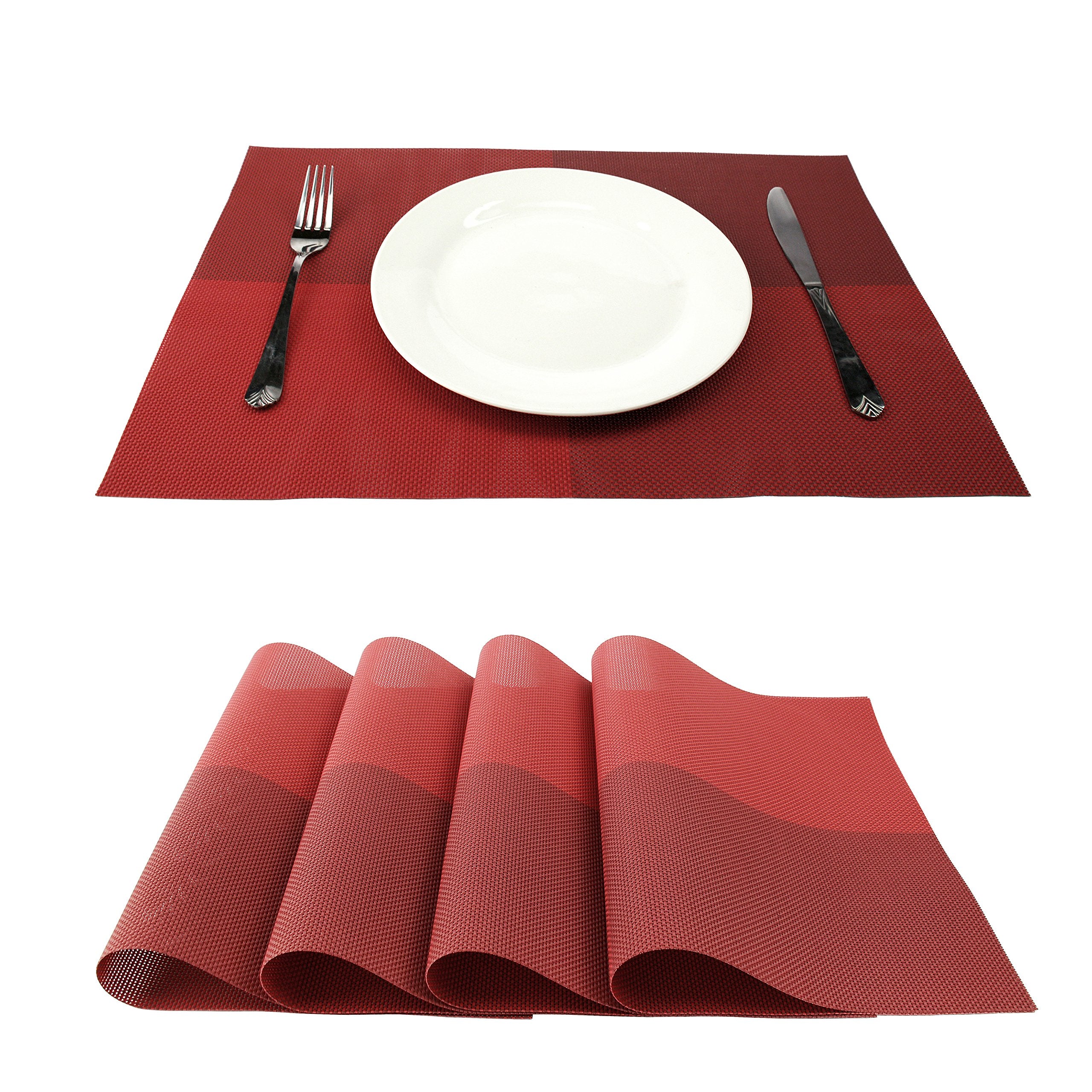 Gefeii Deluxe Pvc Woven Vinyl Non-Slip Heat-Resistant Grid Placemats Kitchen Dining Party Environmental Table Mats Place Mats Pa