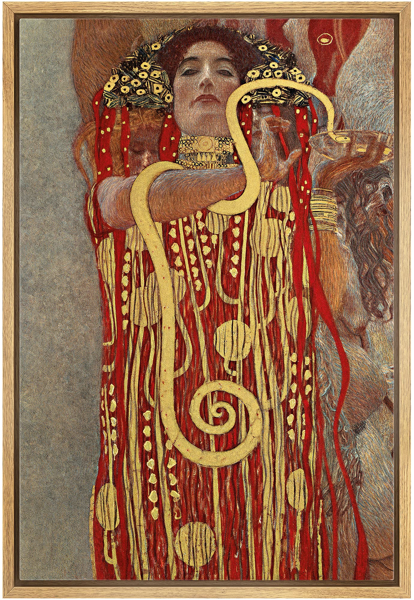 Nwt Framed Canvas Print Wall Art Gustav Klimt'S Hygieia Decorative Historic Oil Painting Baroque Traditional Scenic Colorful Ult