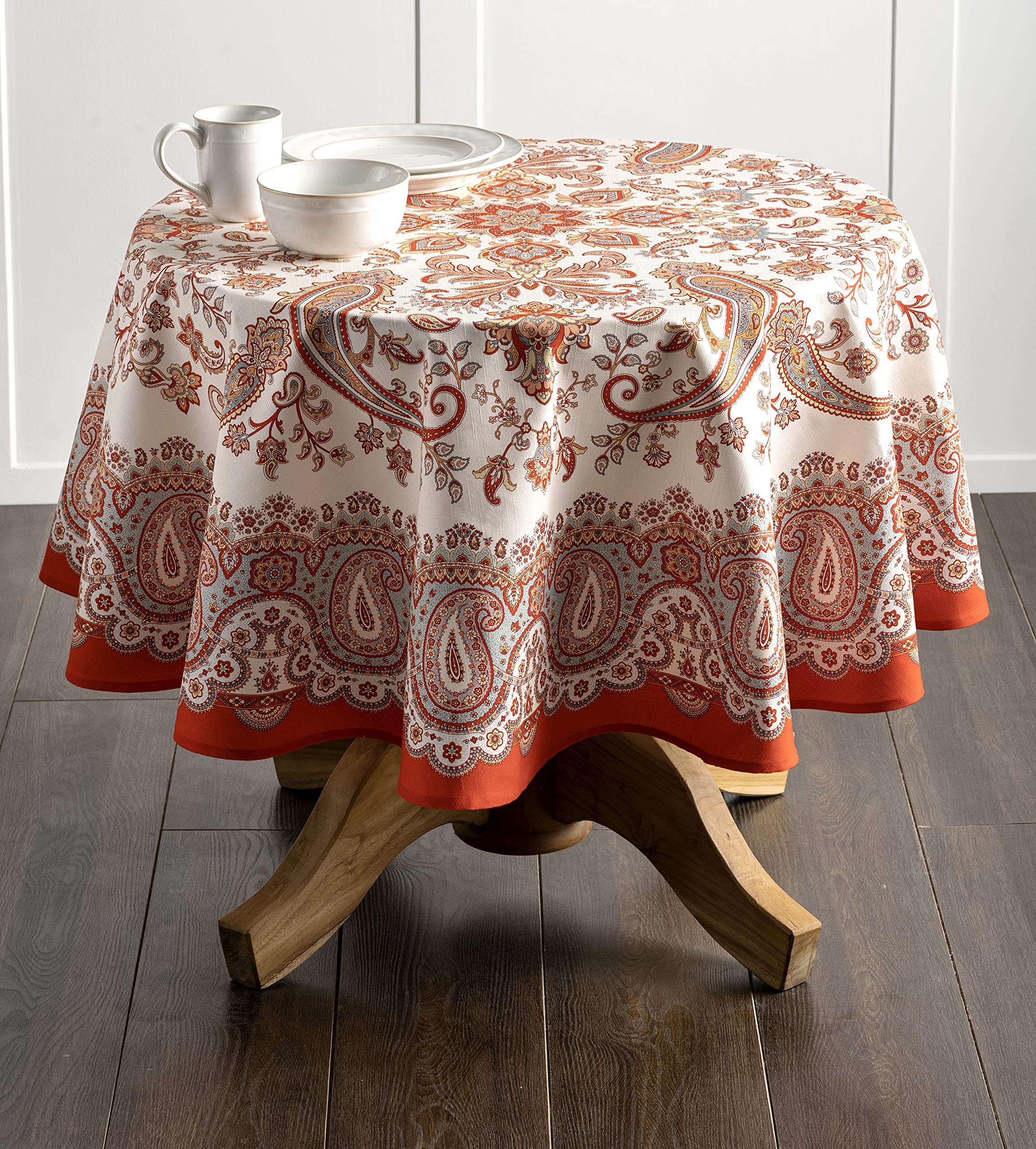 Maison D Hermine Cachemire 100% Cotton Tablecloth Kitchen Dining Table Cloth For Round Tables Farmhouse Tabletop Cover For Parti