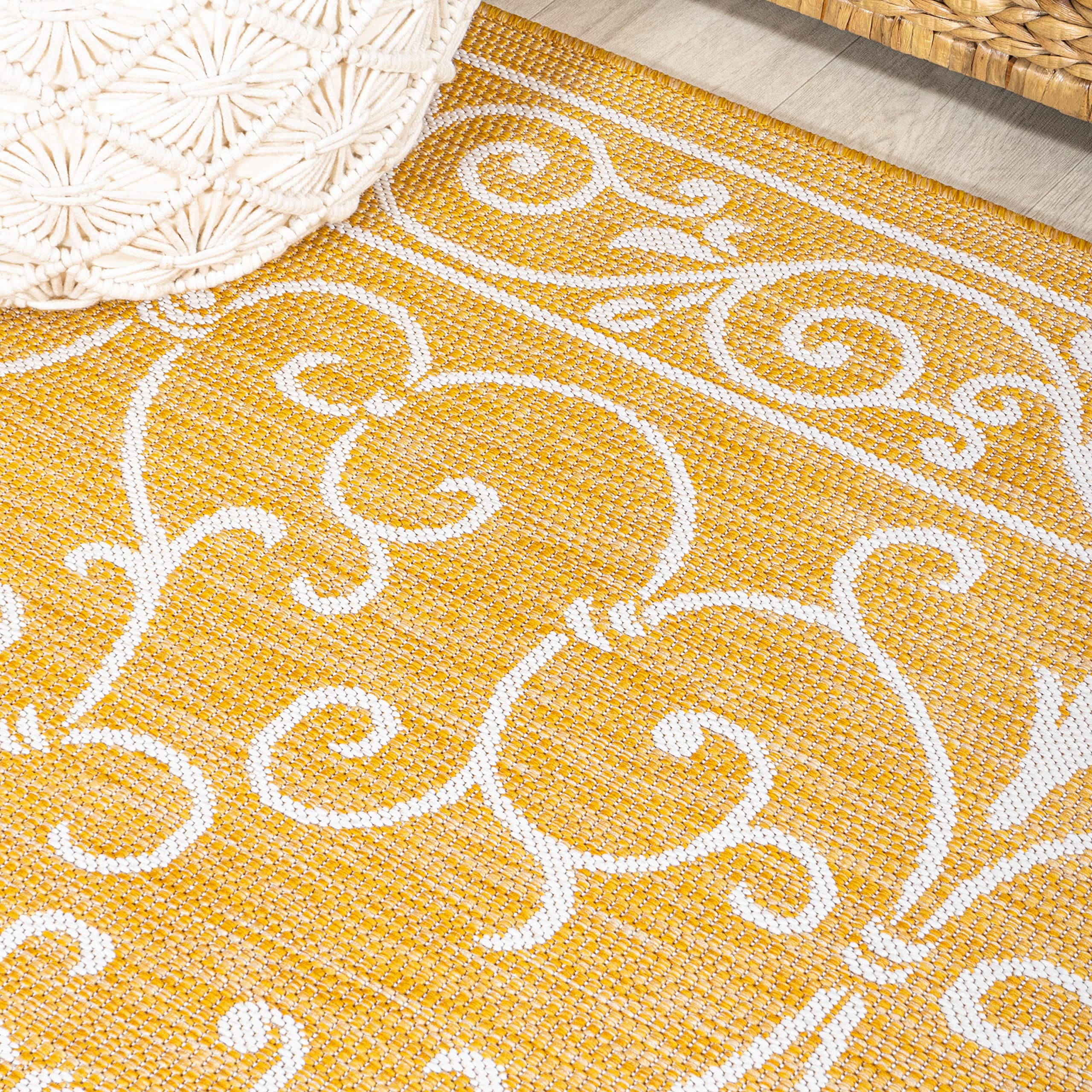 Jonathan Y Smb106L-5R Charleston Vintage Filigree Textured Weave Indoor Outdoor Area Rug, Coastal, Bohemian, Classic Easy Cleani