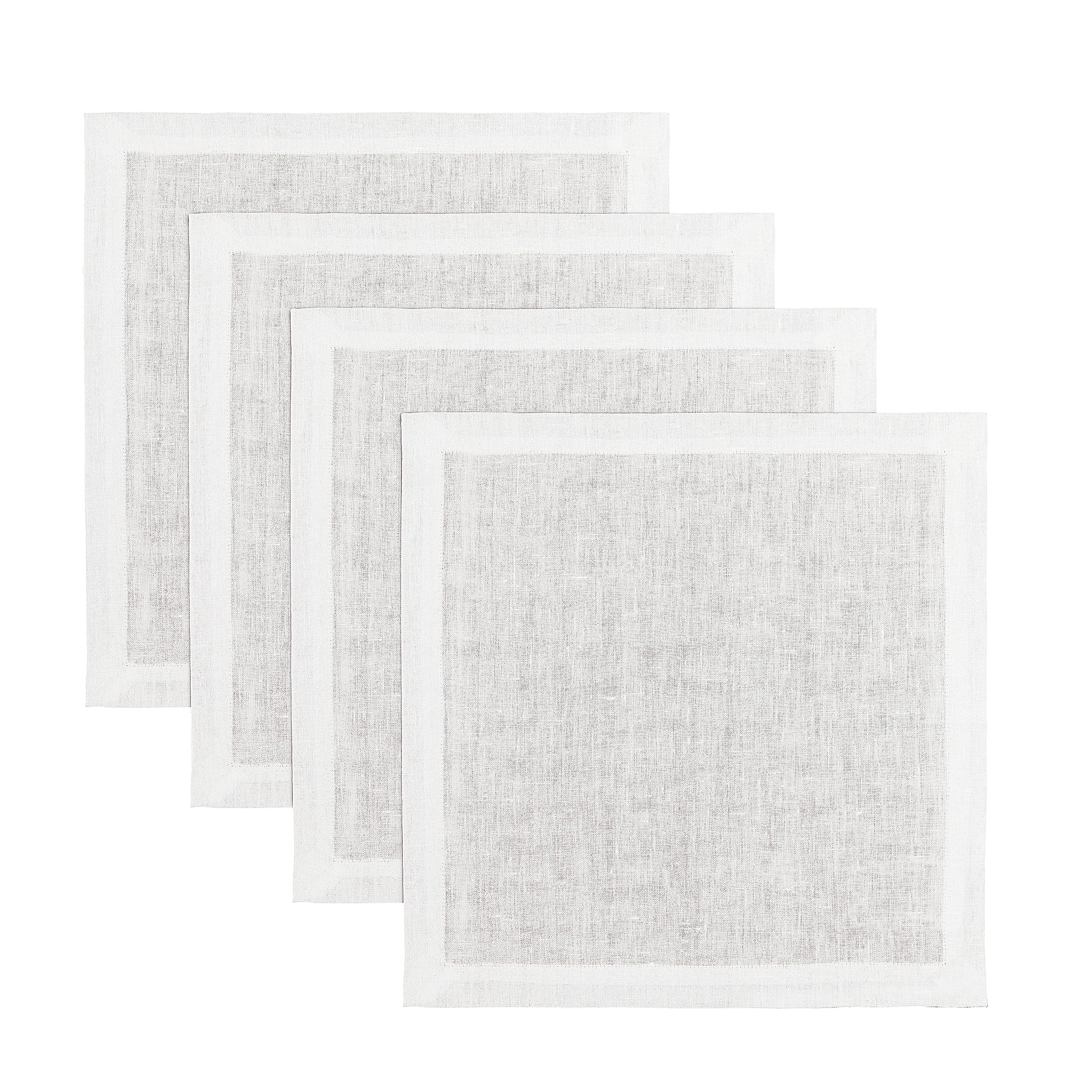 Solino Home Linen Square Placemats 14 X 14 Inch - 100% Pure Linen White Cloth Placemats Set Of 4 - Fete, Washable Fabric Place M