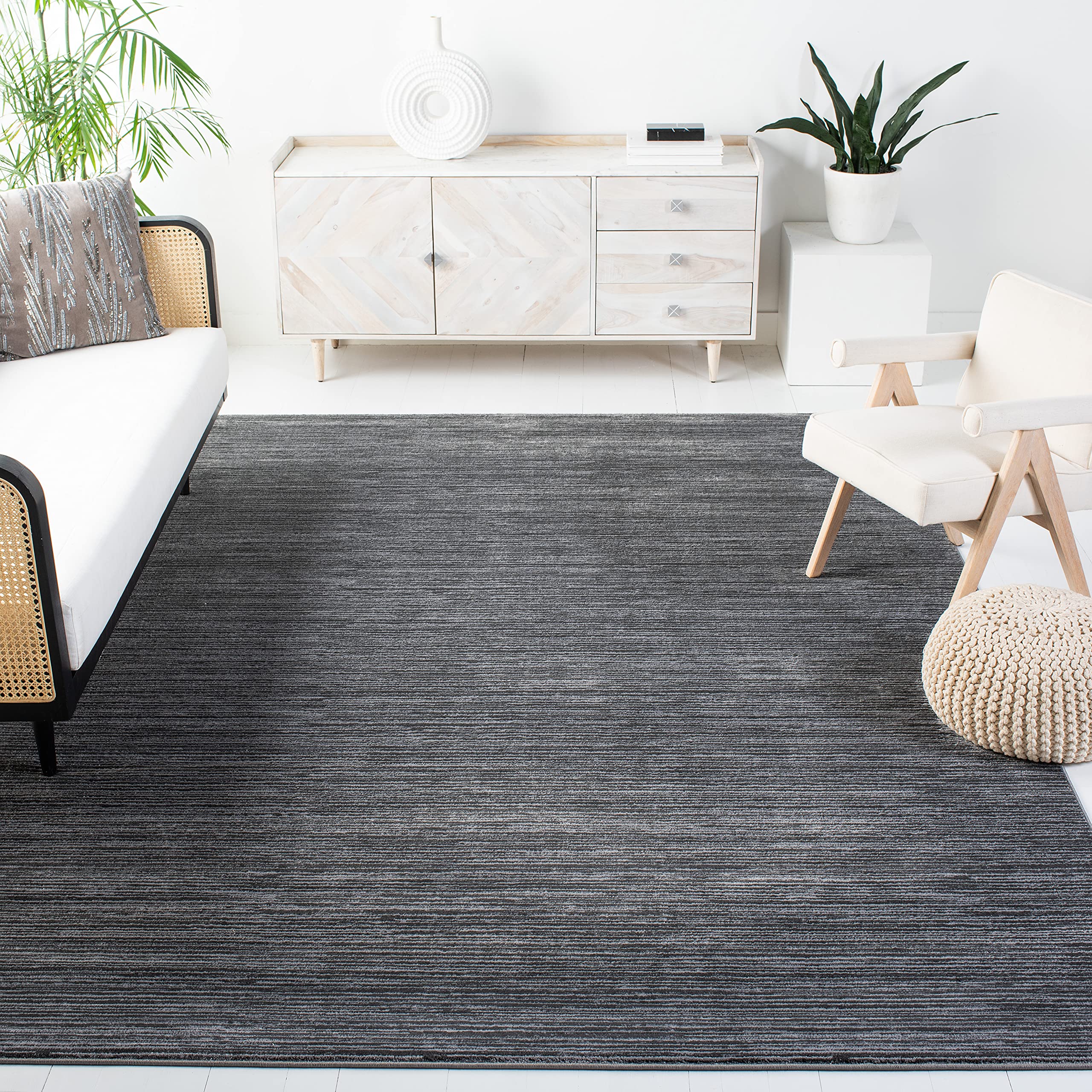 SAFAVIEH Vision Collection Area Rug - 9 x 12, Grey, Modern Ombre Tonal Chic Design, Non-Shedding & Easy Care, Ideal for High T