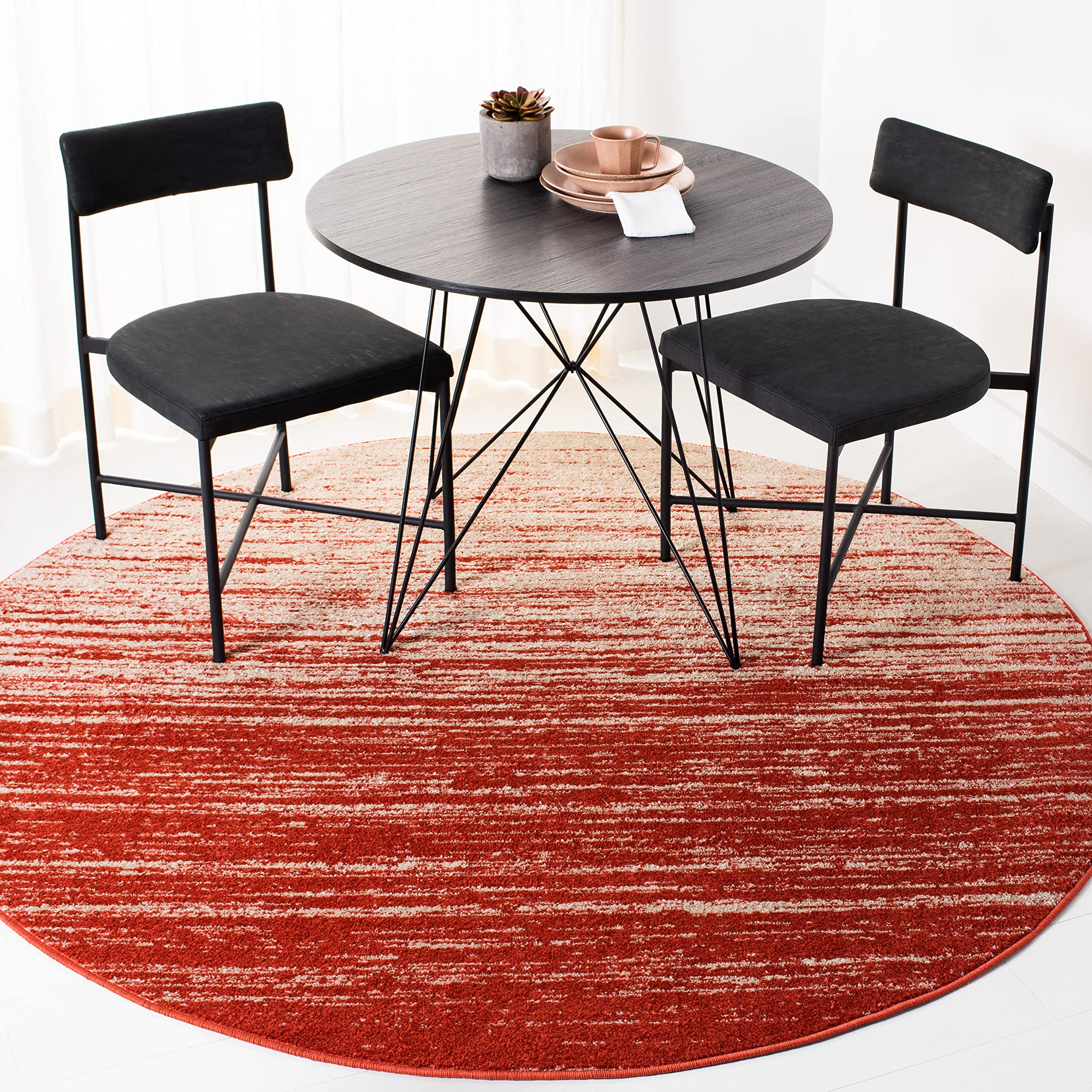 SAFAVIEH Adirondack Collection 67 Round Orange / Grey ADR113P Modern Ombre Non-Shedding Dining Room Entryway Foyer Living Room 