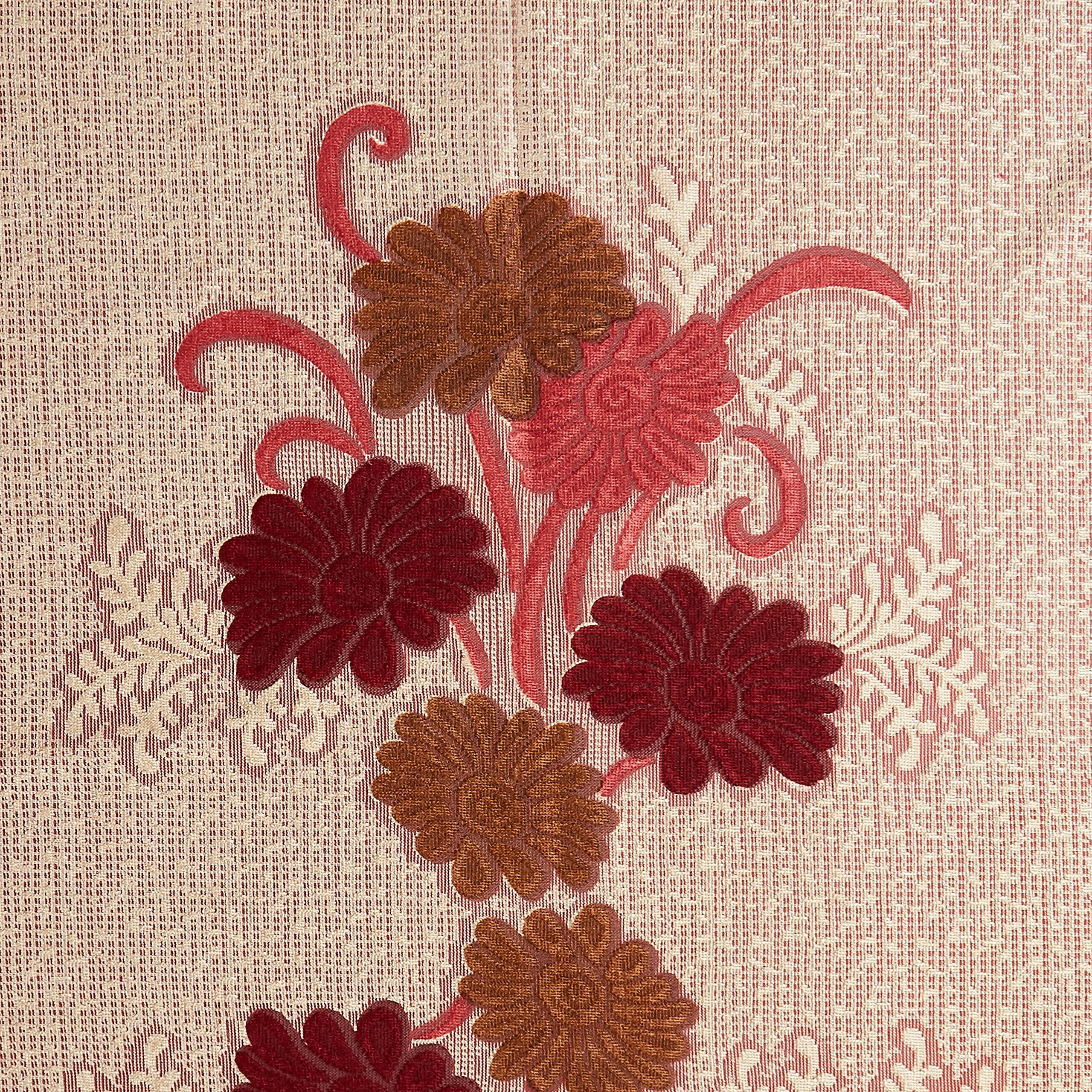Kuber Industries Floral Cotton 6 Seater Dining Table Cover - Red