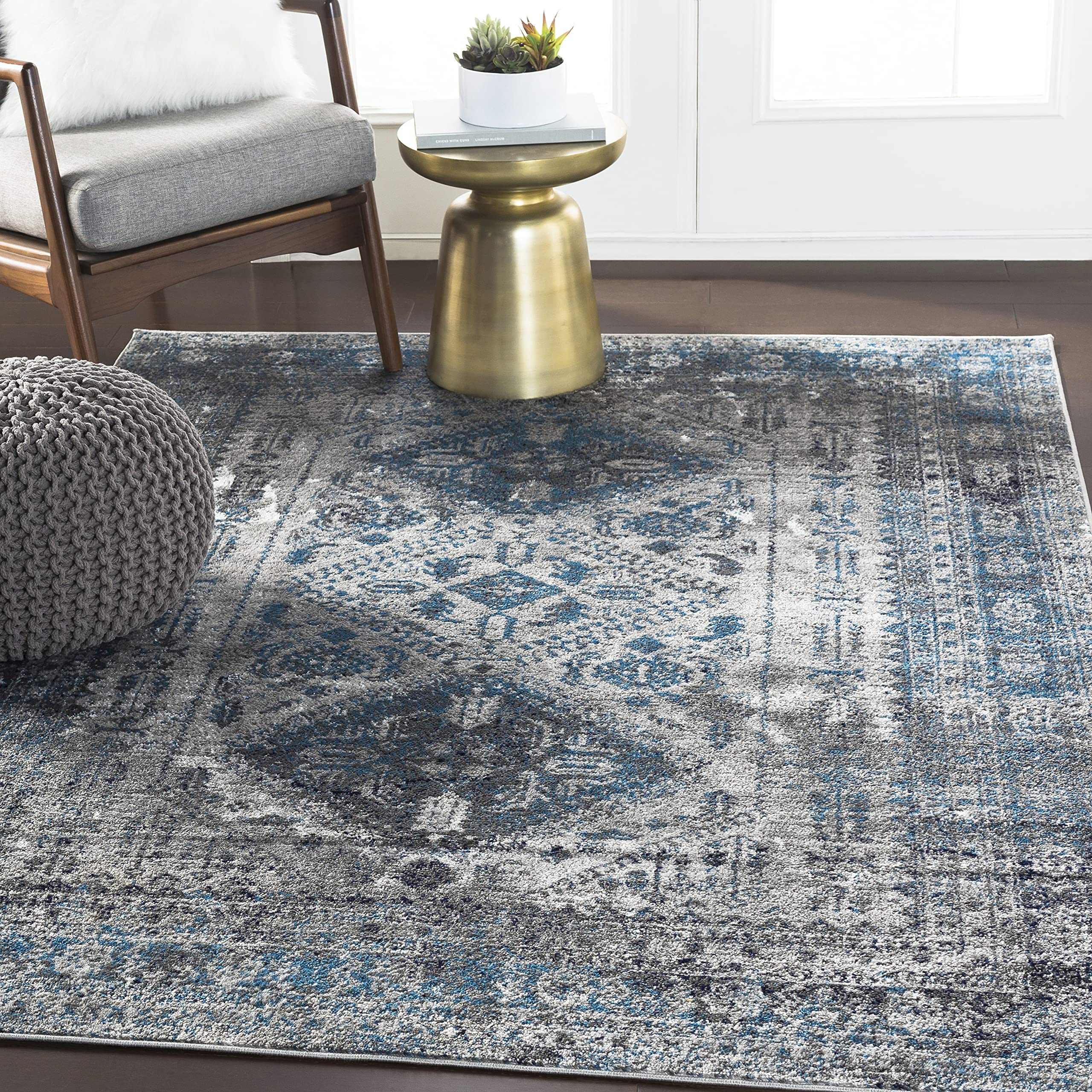 Livabliss Desta Vintage Oriental Area Rug,710 x 102,Blue/Grey