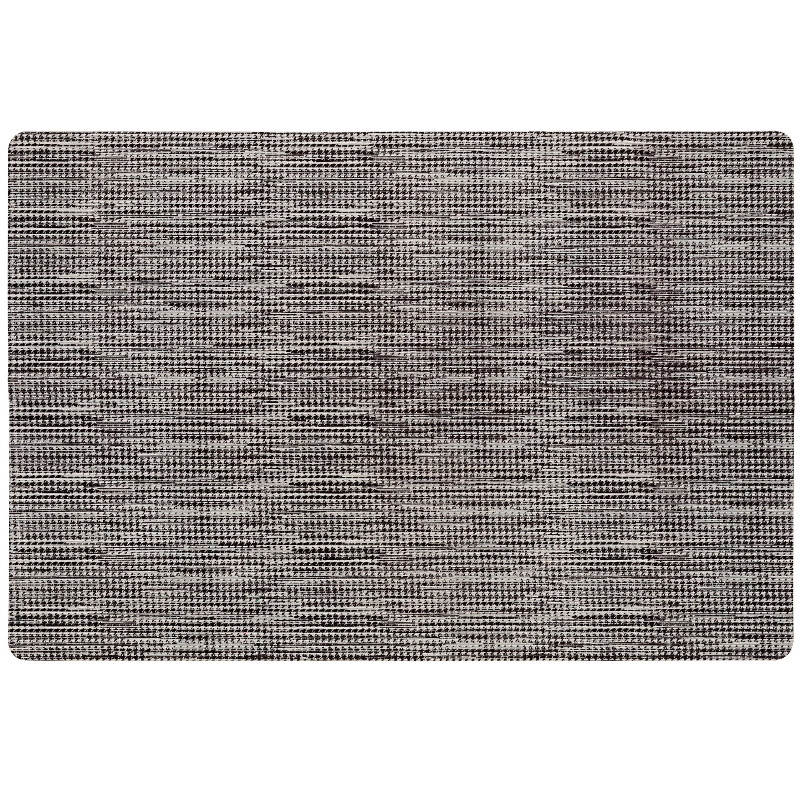 TOWN & COUNTRY BASICS Smooth Step Houndstooth Low Profile Utility Kitchen Mat, Machine Washable with Non-Slip Backing, Grey/Blac