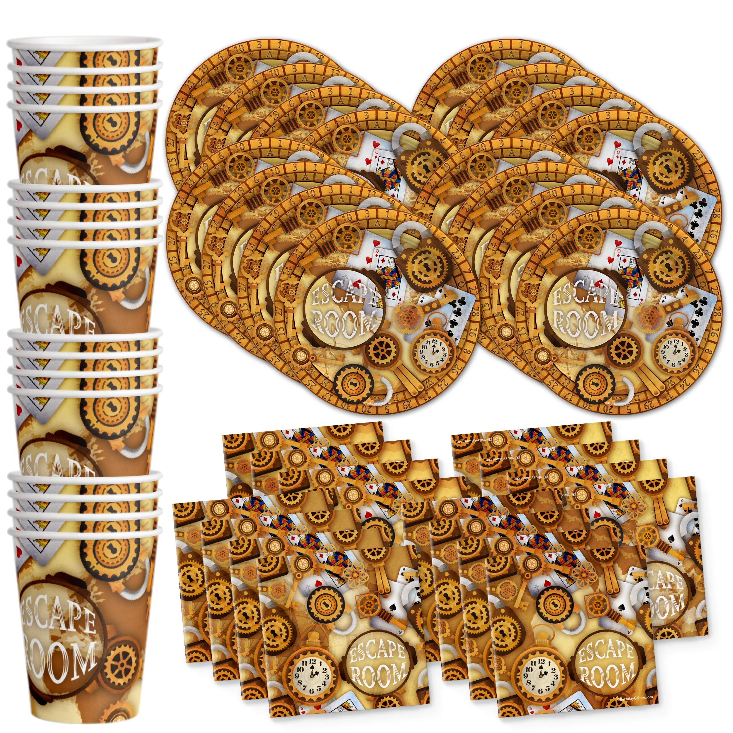 Escape Room Party Supplies Set Plates Napkins Cups Tableware Kit For 16